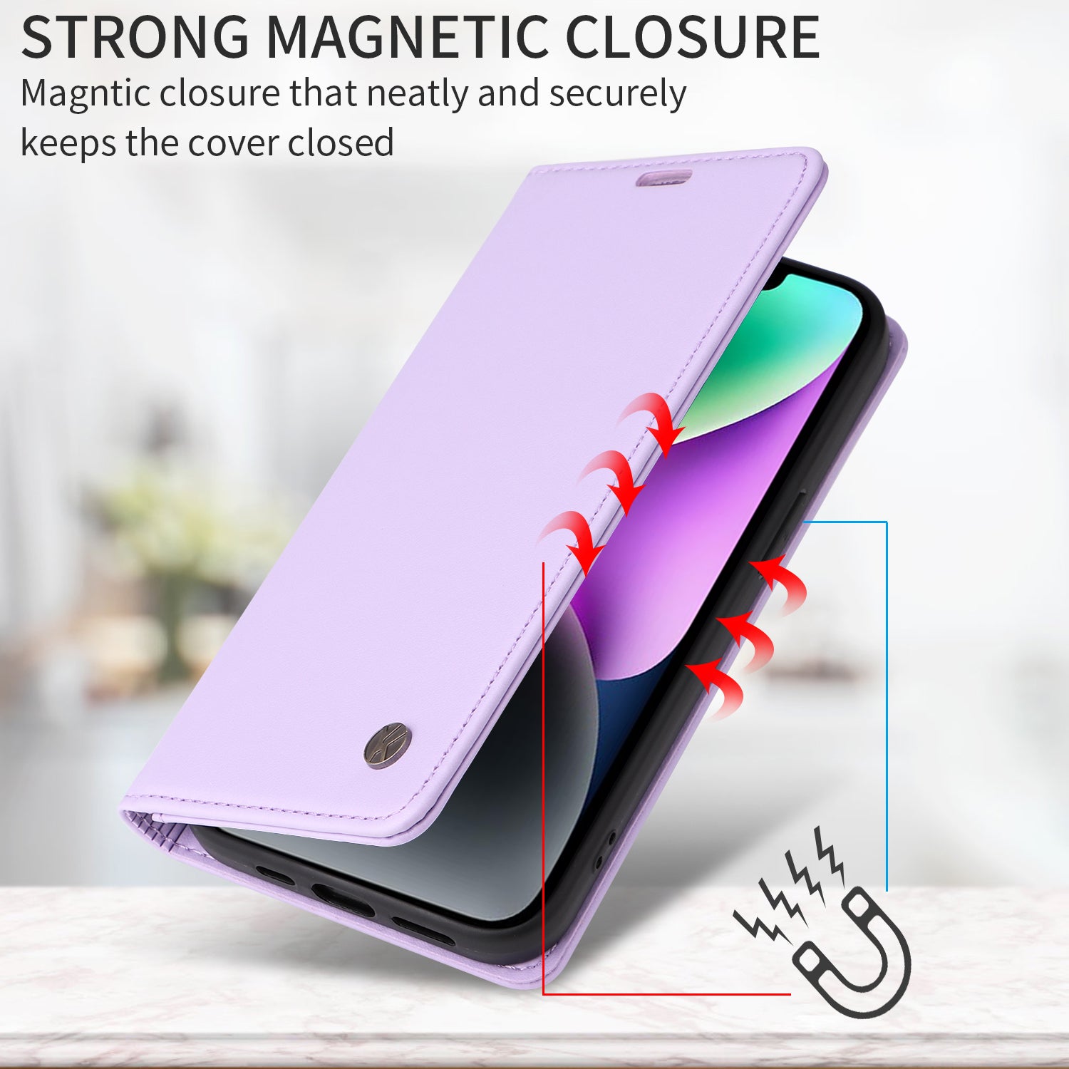 For-Samsung-Galaxy-S26-Ultra-Phone-Cases-YIKATU-Magnetic-Closure-PU-Leather-Mobile-Cover-Light-Purple