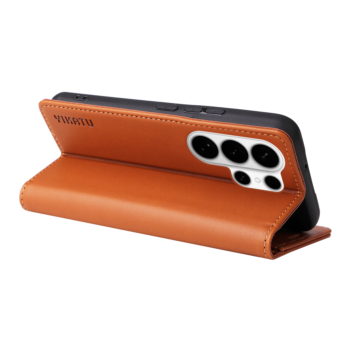 For-Samsung-Galaxy-S26-Ultra-Phone-Cases-YIKATU-Magnetic-Closure-PU-Leather-Mobile-Cover-Brown