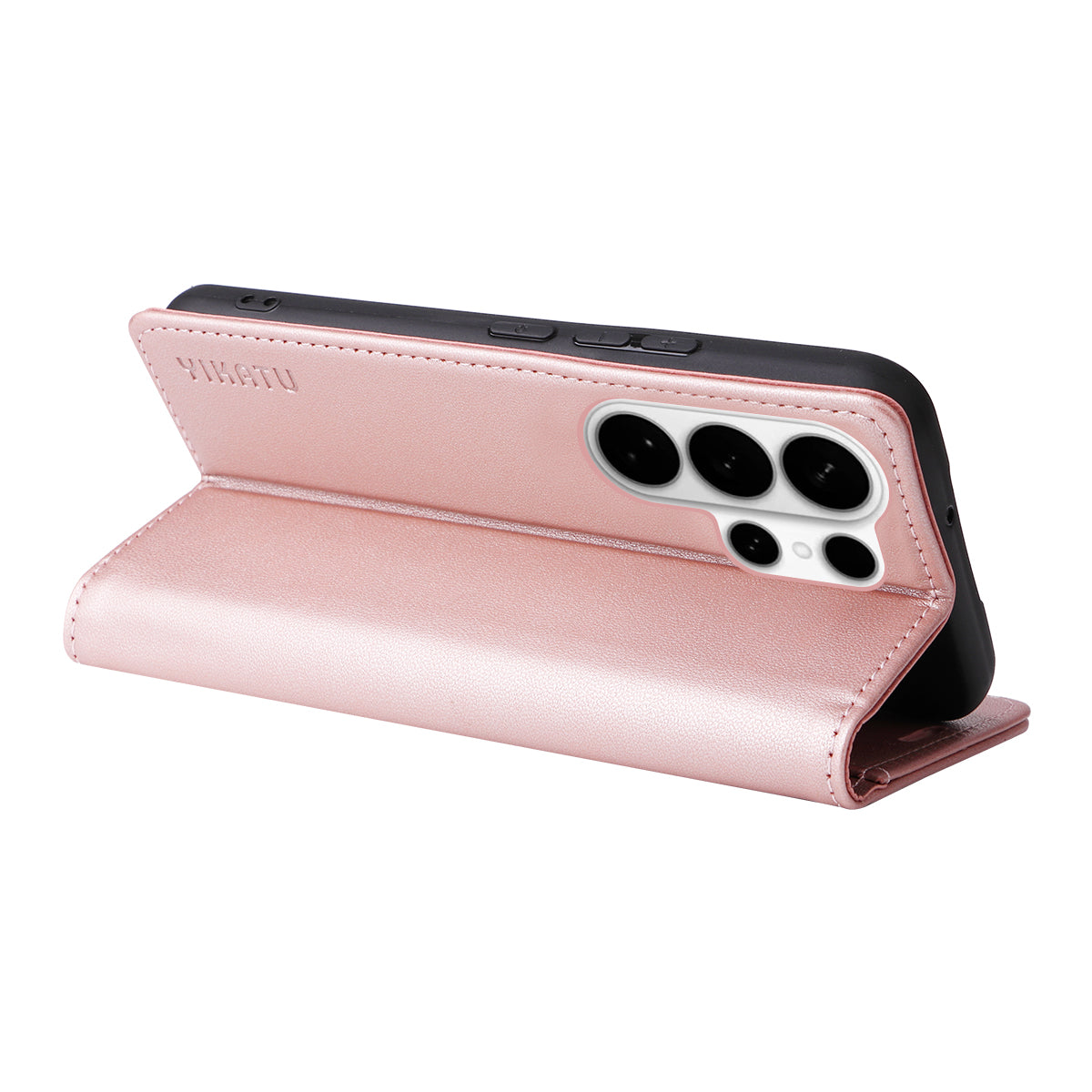 For-Samsung-Galaxy-S26-Ultra-Phone-Cases-YIKATU-Magnetic-Closure-PU-Leather-Mobile-Cover-Rose-Gold