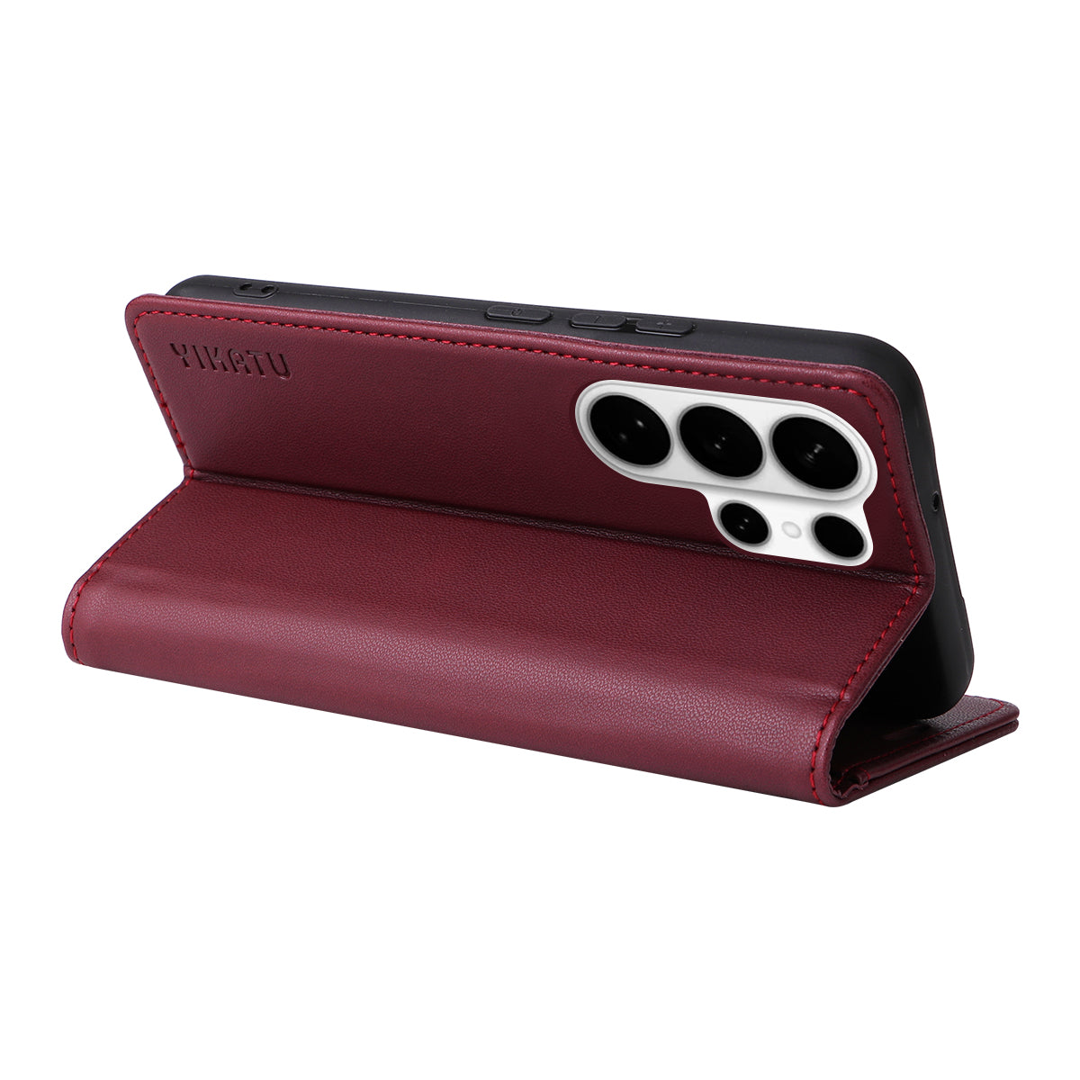 For-Samsung-Galaxy-S26-Ultra-Phone-Cases-YIKATU-Magnetic-Closure-PU-Leather-Mobile-Cover-Wine-Red