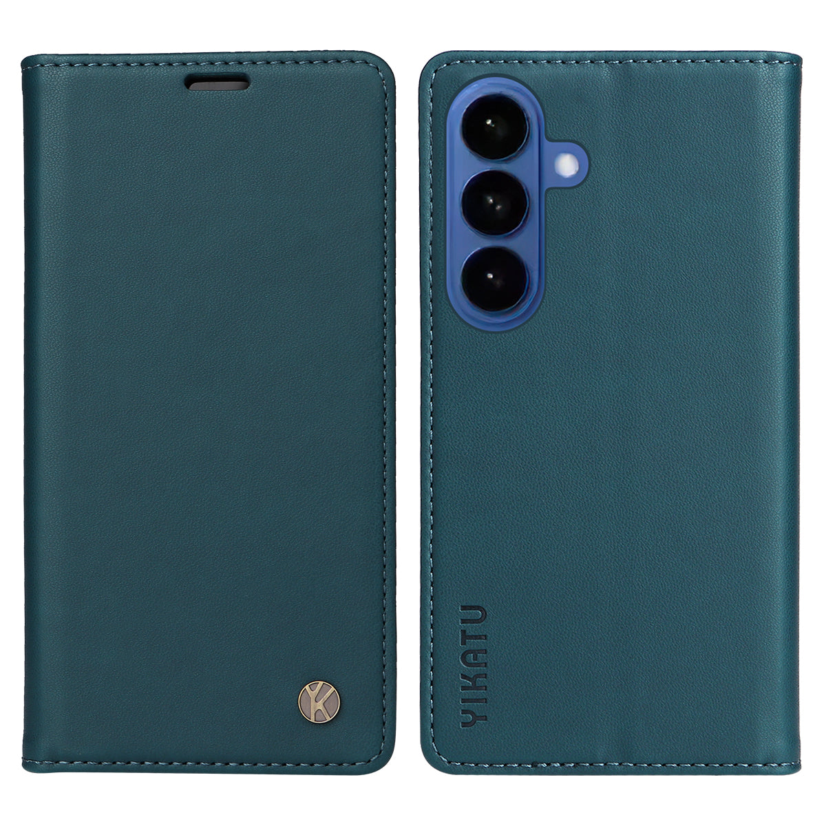For-Samsung-Galaxy-S26-/-S26-Pro-Phone-Cases-YIKATU-Magnetic-Closure-PU-Leather-Mobile-Cover-Green