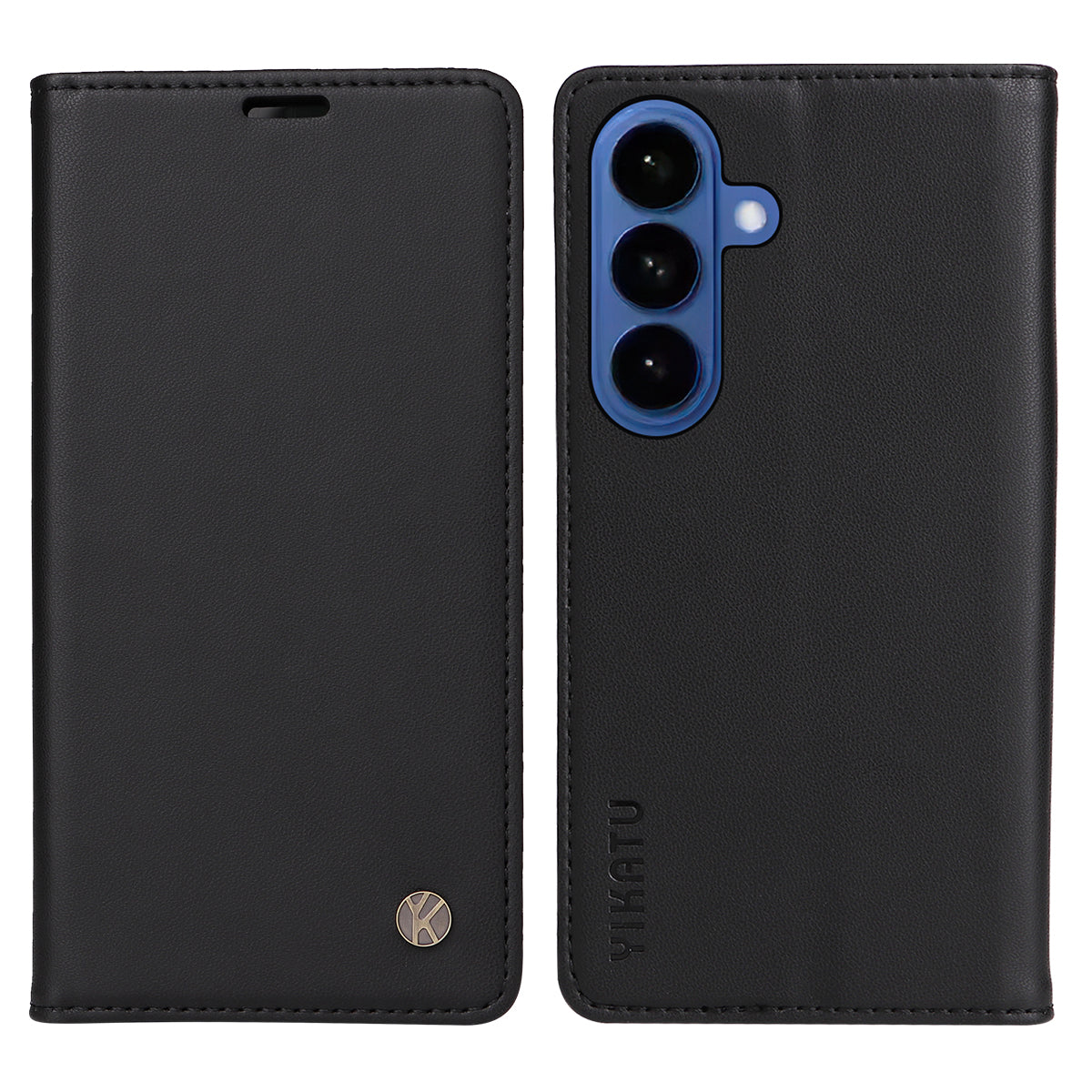 For-Samsung-Galaxy-S26-/-S26-Pro-Phone-Cases-YIKATU-Magnetic-Closure-PU-Leather-Mobile-Cover-Black