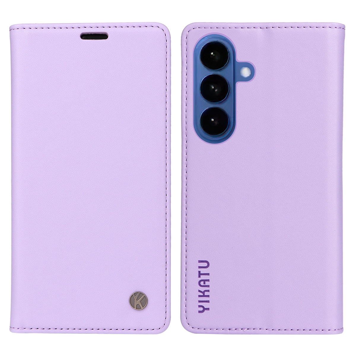 For-Samsung-Galaxy-S26-/-S26-Pro-Phone-Cases-YIKATU-Magnetic-Closure-PU-Leather-Mobile-Cover-Light-Purple