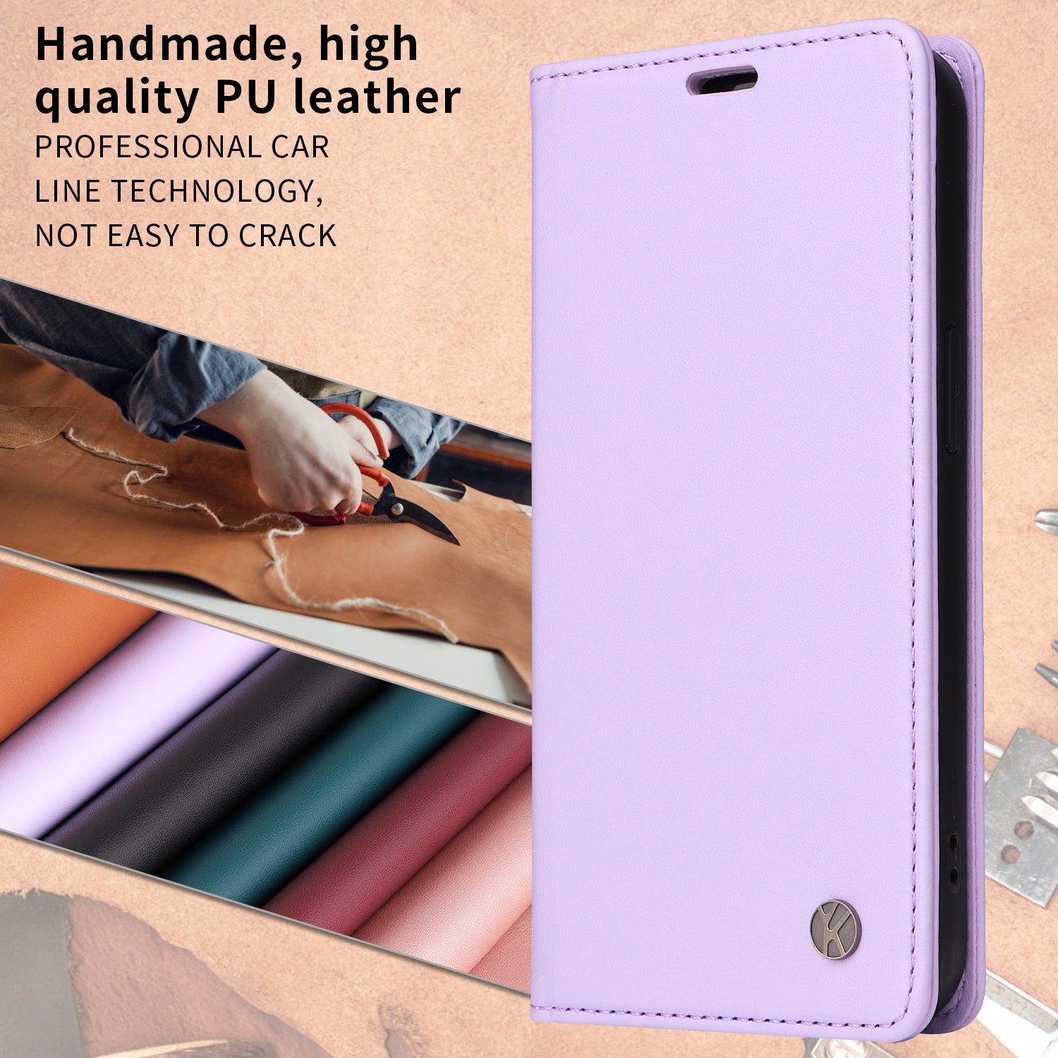 For-Samsung-Galaxy-S26-/-S26-Pro-Phone-Cases-YIKATU-Magnetic-Closure-PU-Leather-Mobile-Cover-Light-Purple