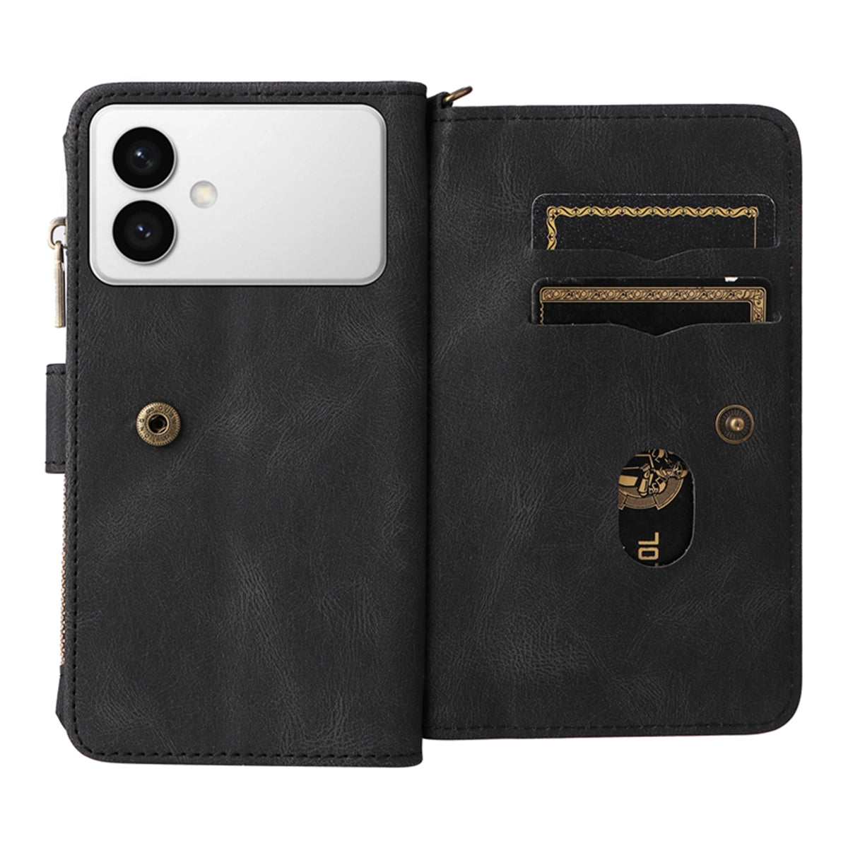 For-Samsung-Galaxy-S26-Edge-Zipper-Wallet-Case-with-15-Card-Slots-and-Strap-Leather-Phone-Cover-Black