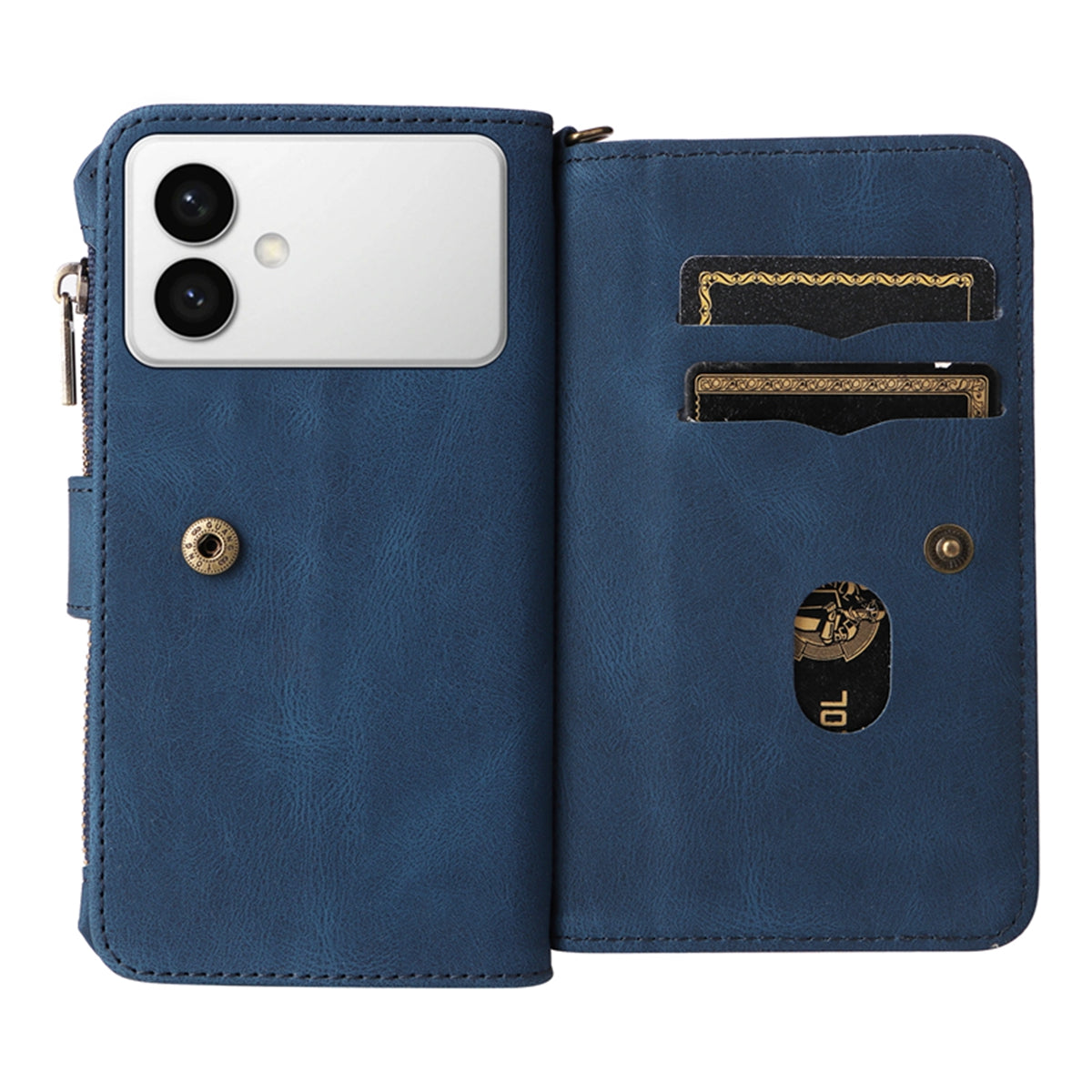 For-Samsung-Galaxy-S26-Edge-Zipper-Wallet-Case-with-15-Card-Slots-and-Strap-Leather-Phone-Cover-Blue