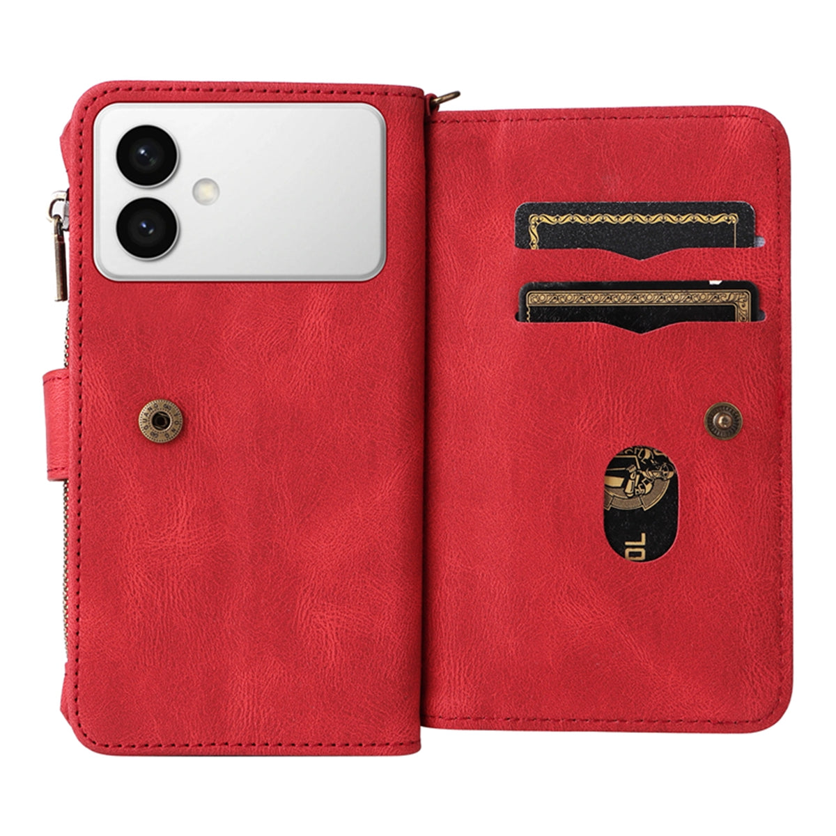 For-Samsung-Galaxy-S26-Edge-Zipper-Wallet-Case-with-15-Card-Slots-and-Strap-Leather-Phone-Cover-Red