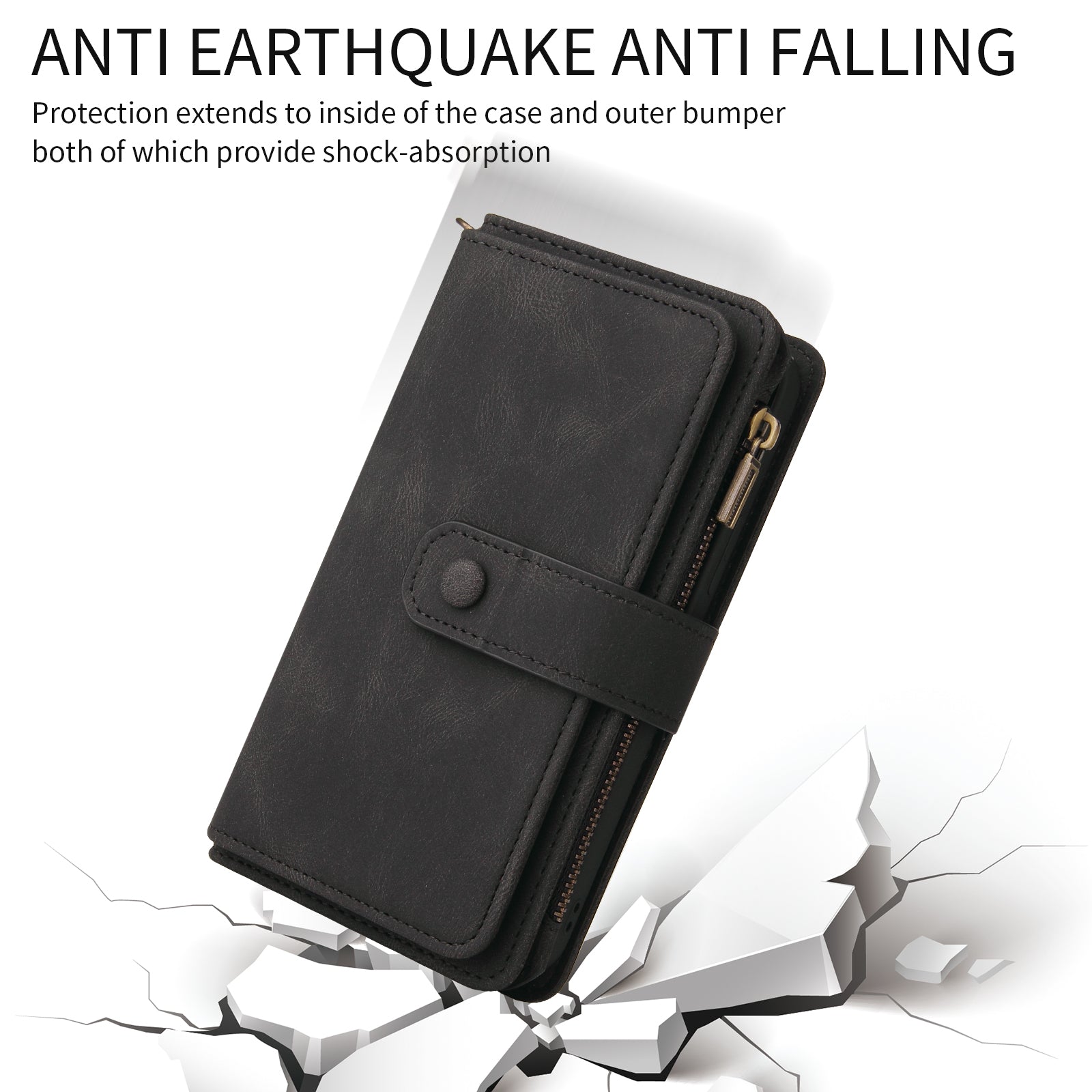 For-Samsung-Galaxy-S26-Ultra-Zipper-Wallet-Case-with-15-Card-Slots-and-Strap-Leather-Phone-Cover-Black