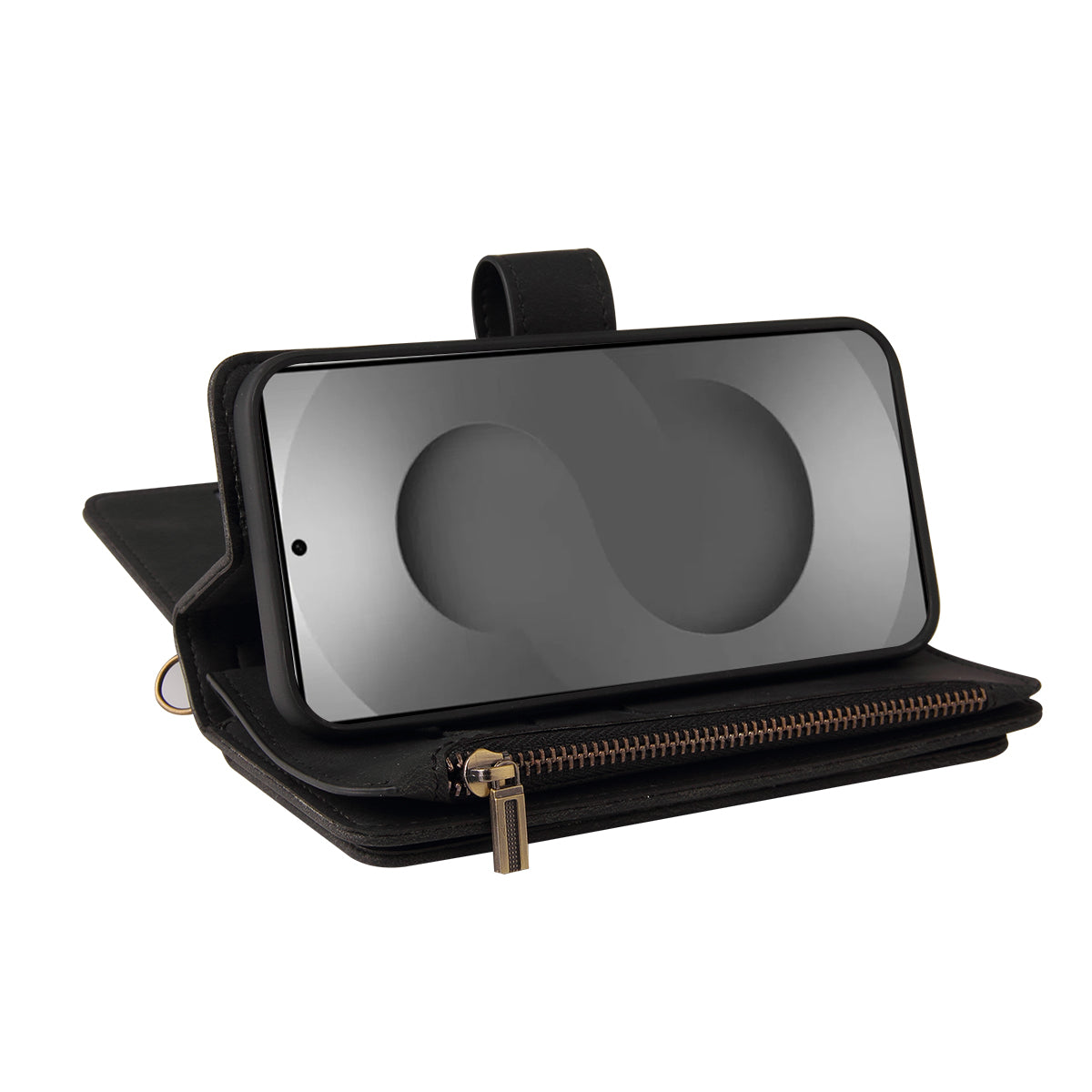 For-Samsung-Galaxy-S26-Ultra-Zipper-Wallet-Case-with-15-Card-Slots-and-Strap-Leather-Phone-Cover-Black