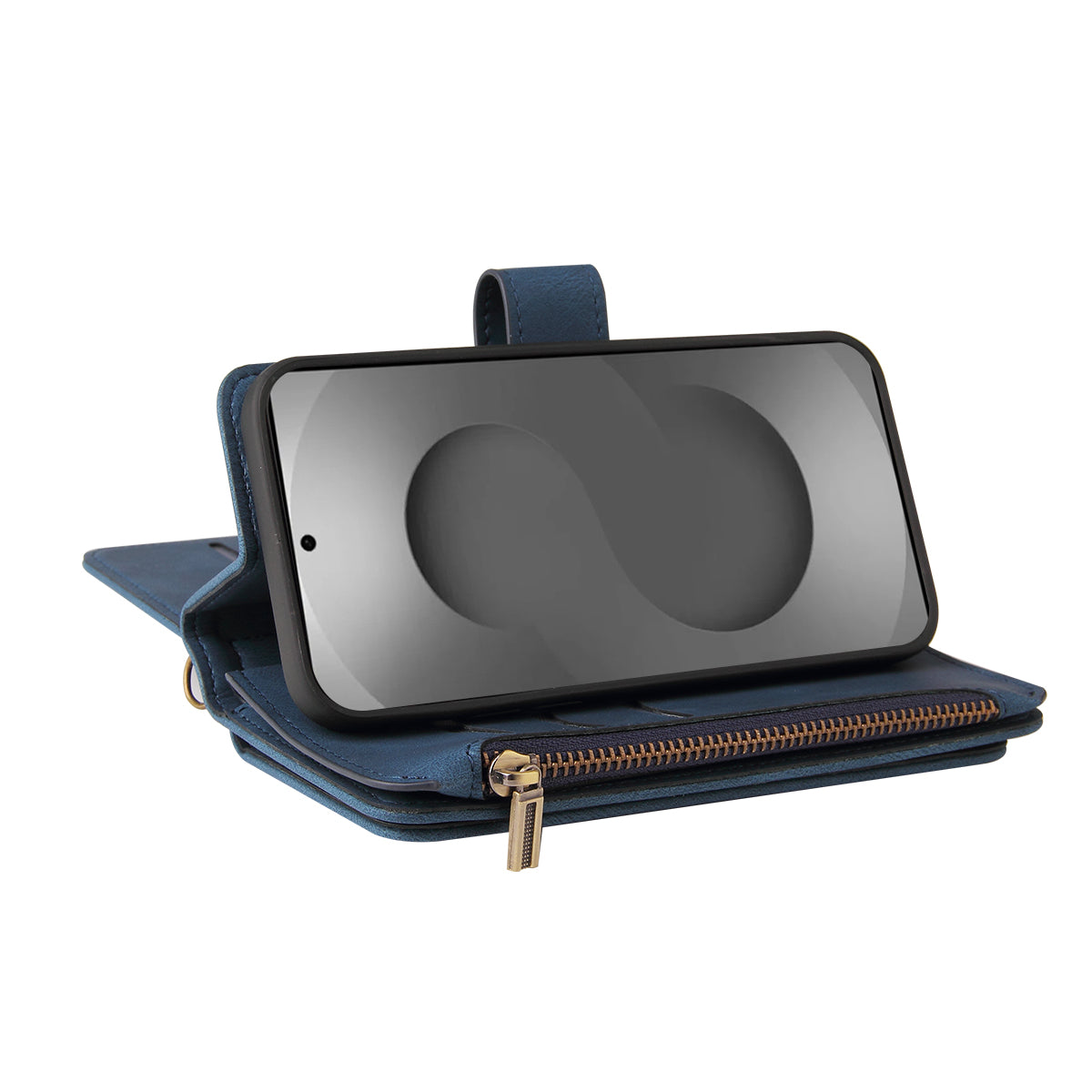 For-Samsung-Galaxy-S26-Ultra-Zipper-Wallet-Case-with-15-Card-Slots-and-Strap-Leather-Phone-Cover-Blue