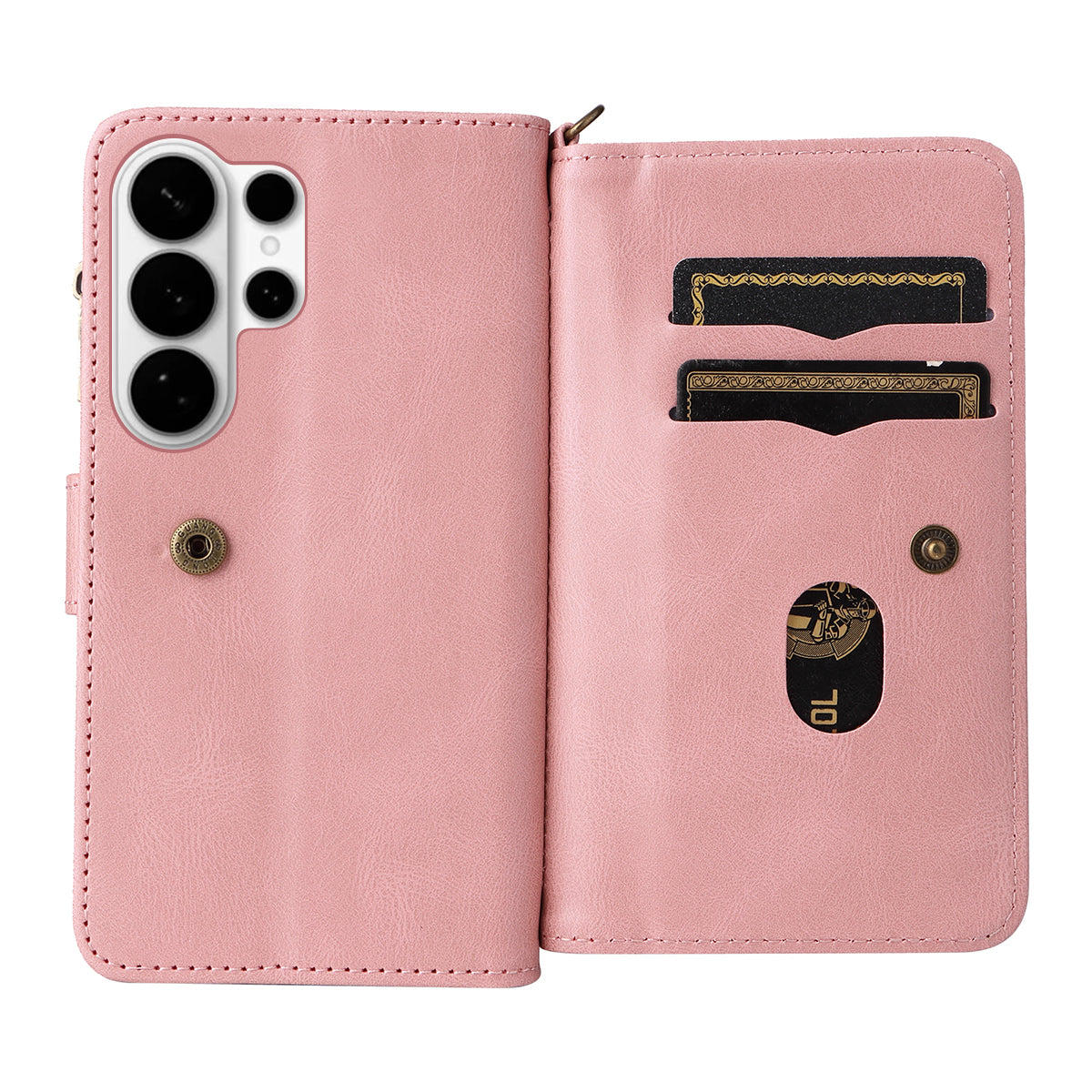 For-Samsung-Galaxy-S26-Ultra-Zipper-Wallet-Case-with-15-Card-Slots-and-Strap-Leather-Phone-Cover-Pink