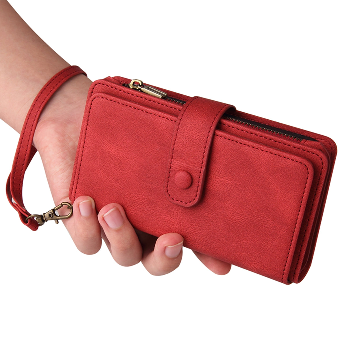 For-Samsung-Galaxy-S26-Ultra-Zipper-Wallet-Case-with-15-Card-Slots-and-Strap-Leather-Phone-Cover-Red