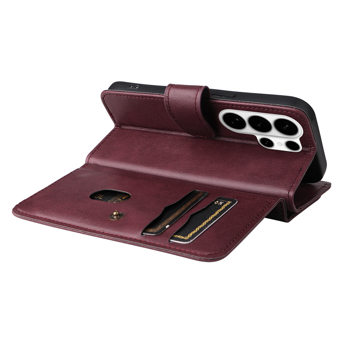 For-Samsung-Galaxy-S26-Ultra-Leather-Case-with-10-Card-Holder-Phone-Cover-Stand-Wine-Red