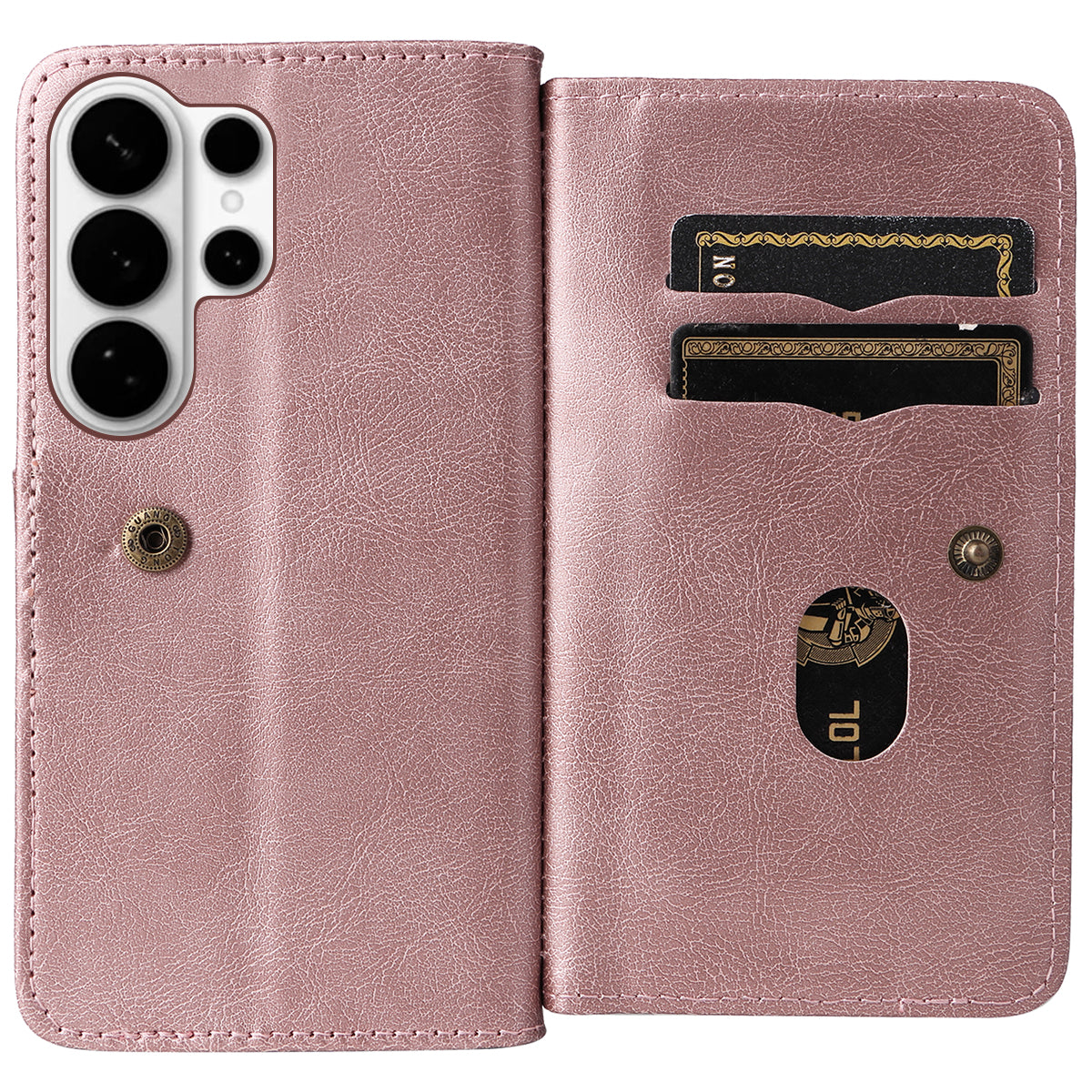 For-Samsung-Galaxy-S26-Ultra-Leather-Case-with-10-Card-Holder-Phone-Cover-Stand-Rose-Gold