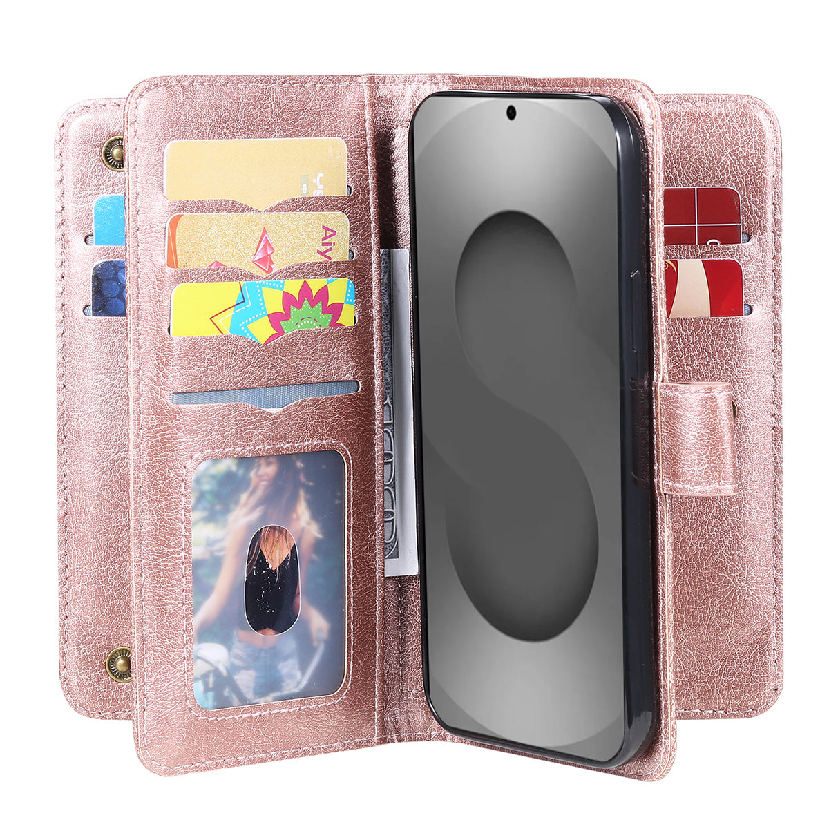 For-Samsung-Galaxy-S26-Ultra-Leather-Case-with-10-Card-Holder-Phone-Cover-Stand-Rose-Gold