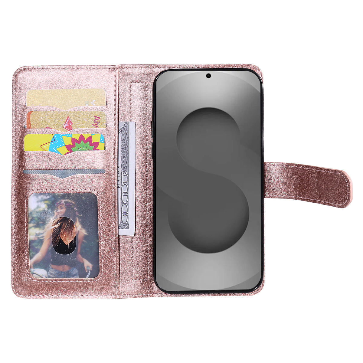 For-Samsung-Galaxy-S26-Ultra-Leather-Case-with-10-Card-Holder-Phone-Cover-Stand-Rose-Gold