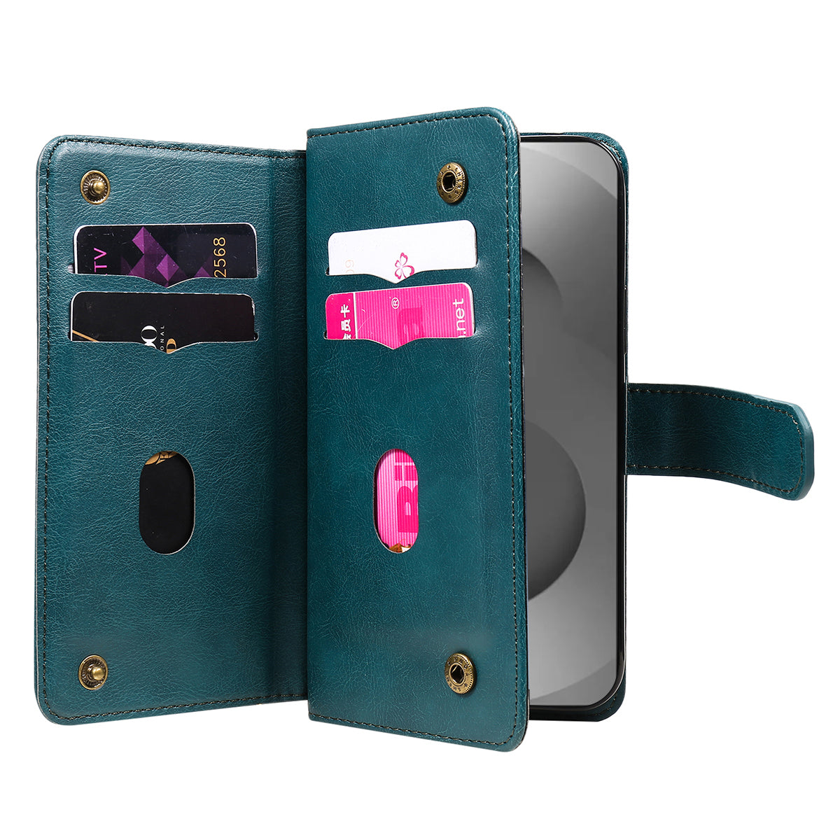 For-Samsung-Galaxy-S26-Ultra-Leather-Case-with-10-Card-Holder-Phone-Cover-Stand-Green