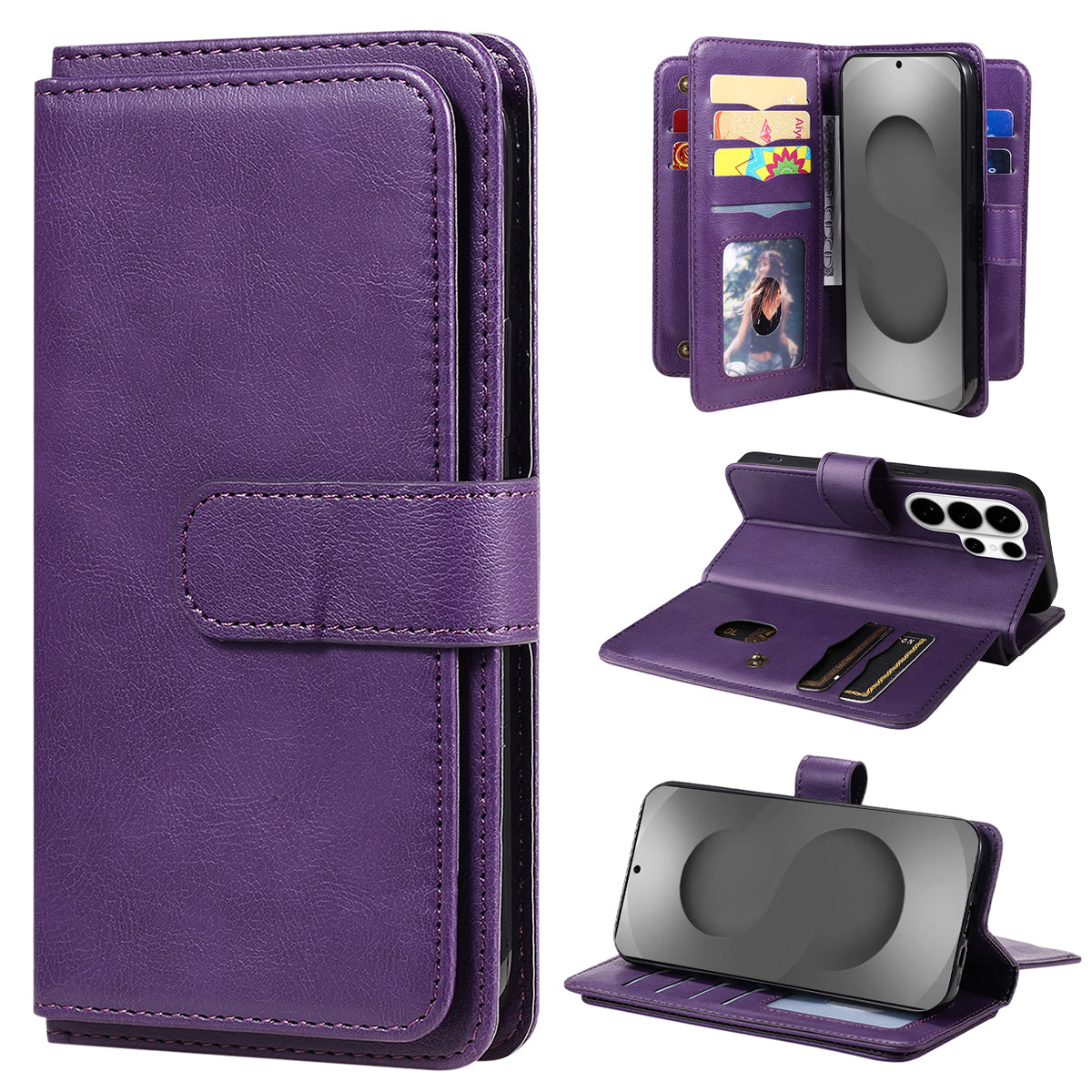 For-Samsung-Galaxy-S26-Ultra-Leather-Case-with-10-Card-Holder-Phone-Cover-Stand-Purple