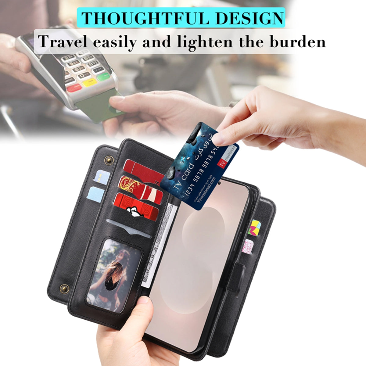 For-Samsung-Galaxy-S26-Edge-Leather-Case-with-10-Card-Holder-Phone-Cover-Stand-Black