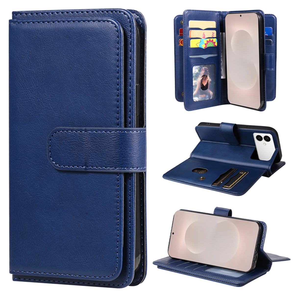 For-Samsung-Galaxy-S26-Edge-Leather-Case-with-10-Card-Holder-Phone-Cover-Stand-Blue