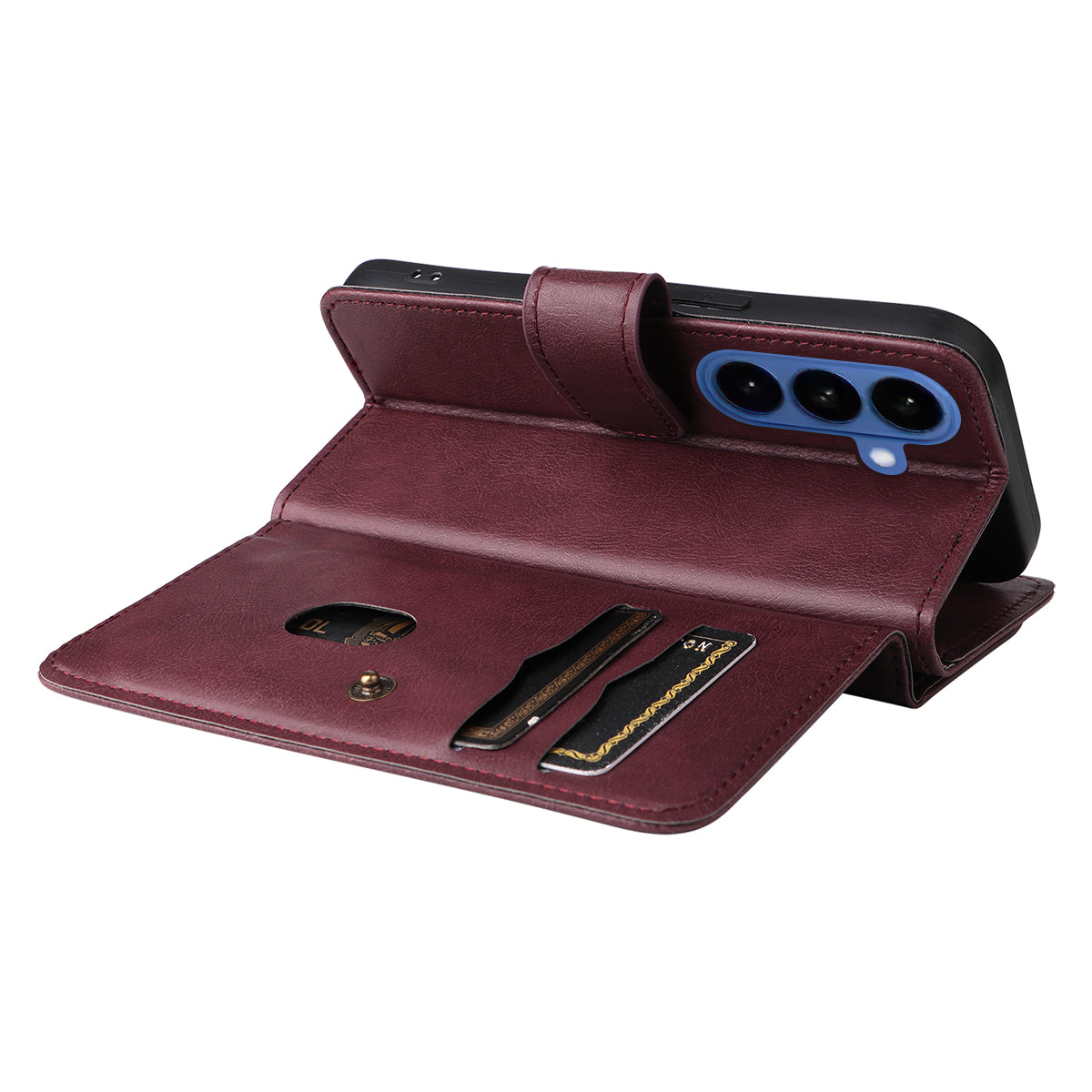 For-Samsung-Galaxy-S26-/-S26-Pro-Leather-Case-with-10-Card-Holder-Phone-Cover-Stand-Wine-Red