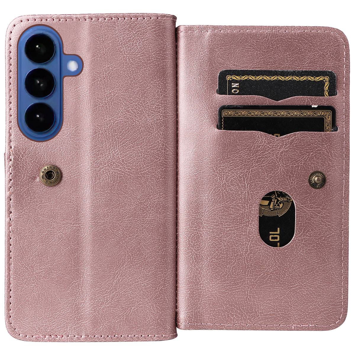 For-Samsung-Galaxy-S26-/-S26-Pro-Leather-Case-with-10-Card-Holder-Phone-Cover-Stand-Rose-Gold
