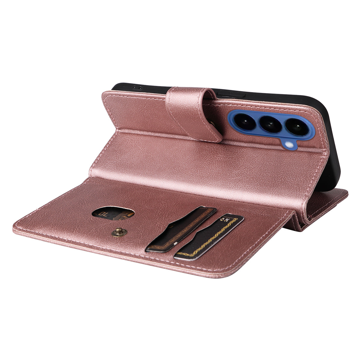 For-Samsung-Galaxy-S26-/-S26-Pro-Leather-Case-with-10-Card-Holder-Phone-Cover-Stand-Rose-Gold