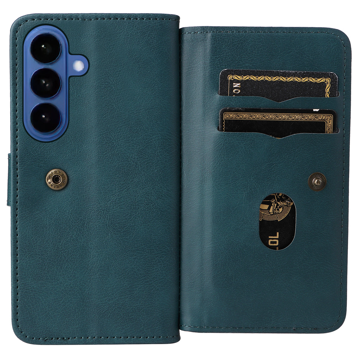 For-Samsung-Galaxy-S26-/-S26-Pro-Leather-Case-with-10-Card-Holder-Phone-Cover-Stand-Green