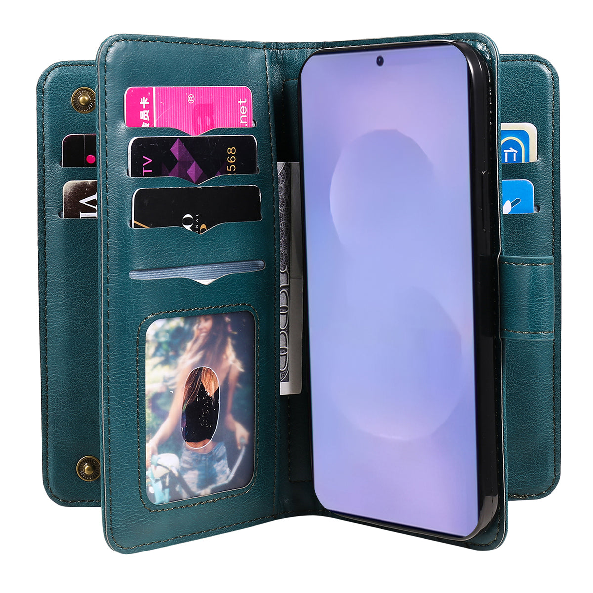 For-Samsung-Galaxy-S26-/-S26-Pro-Leather-Case-with-10-Card-Holder-Phone-Cover-Stand-Green
