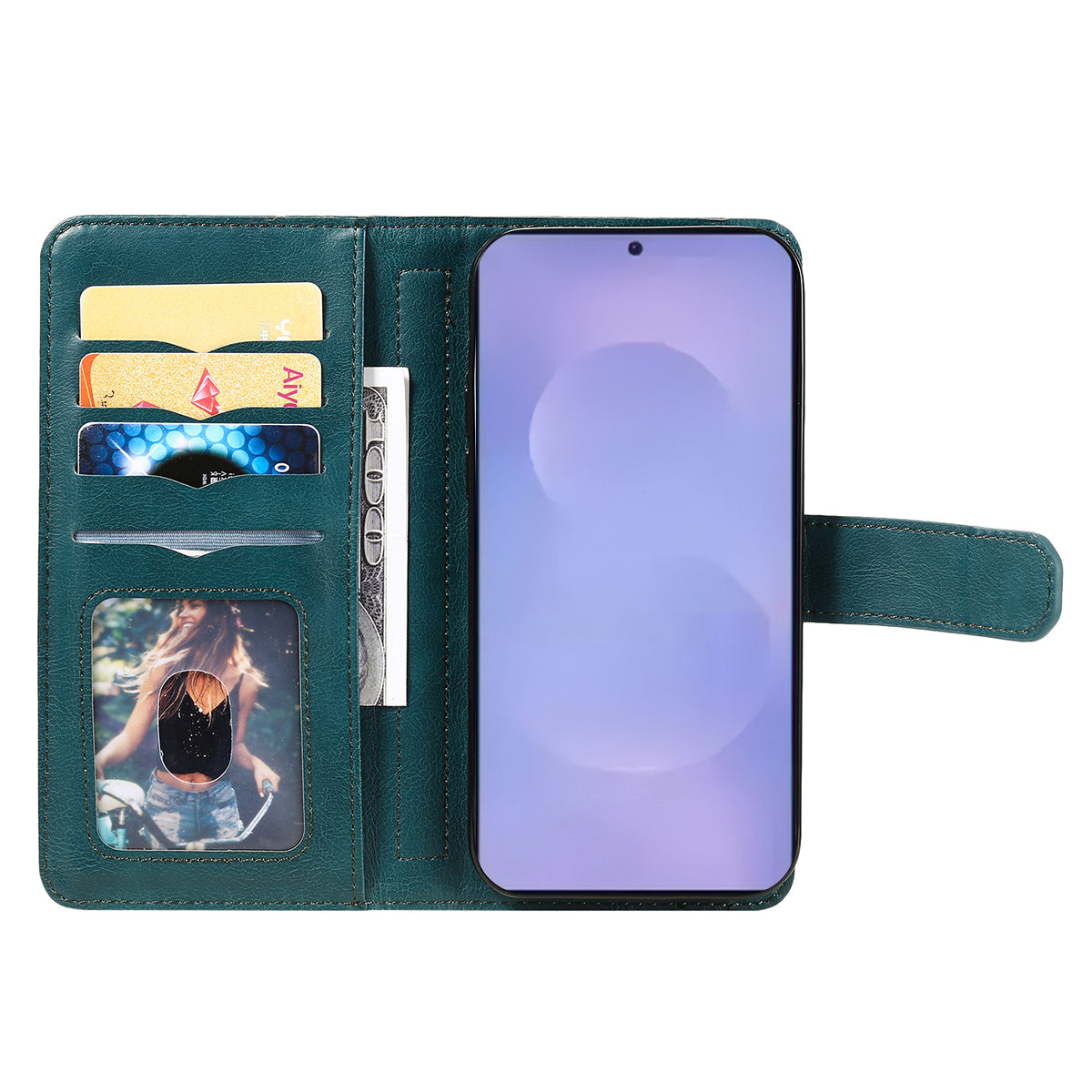 For-Samsung-Galaxy-S26-/-S26-Pro-Leather-Case-with-10-Card-Holder-Phone-Cover-Stand-Green