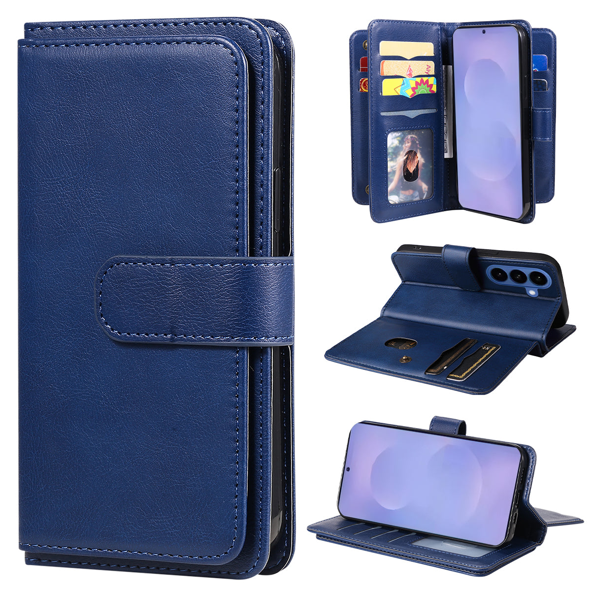 For-Samsung-Galaxy-S26-/-S26-Pro-Leather-Case-with-10-Card-Holder-Phone-Cover-Stand-Blue