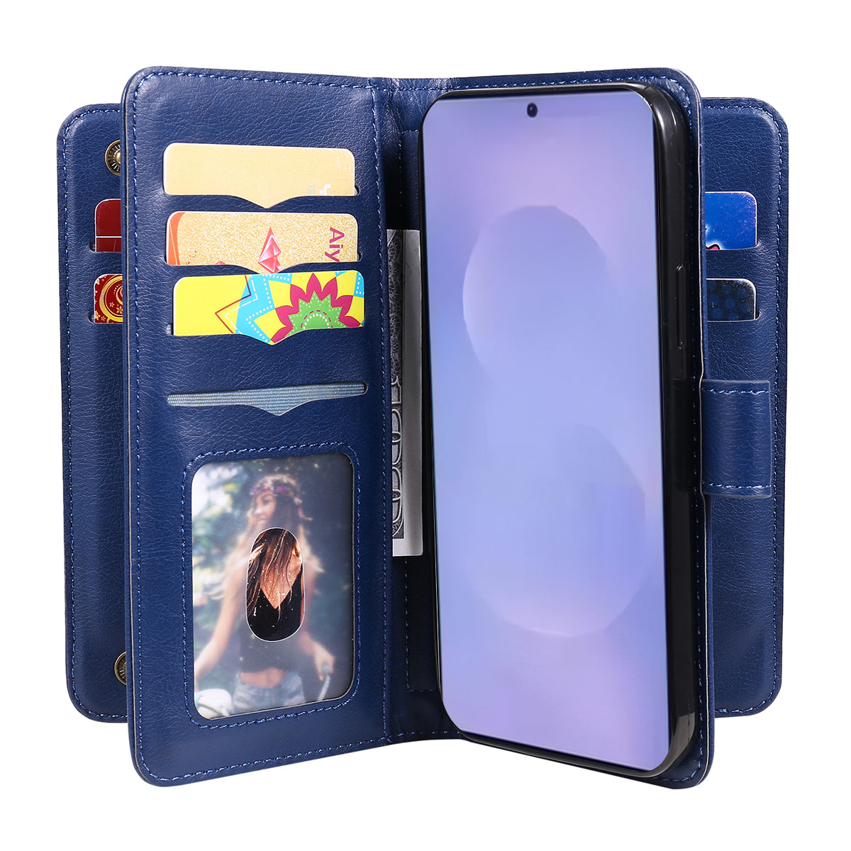 For-Samsung-Galaxy-S26-/-S26-Pro-Leather-Case-with-10-Card-Holder-Phone-Cover-Stand-Blue