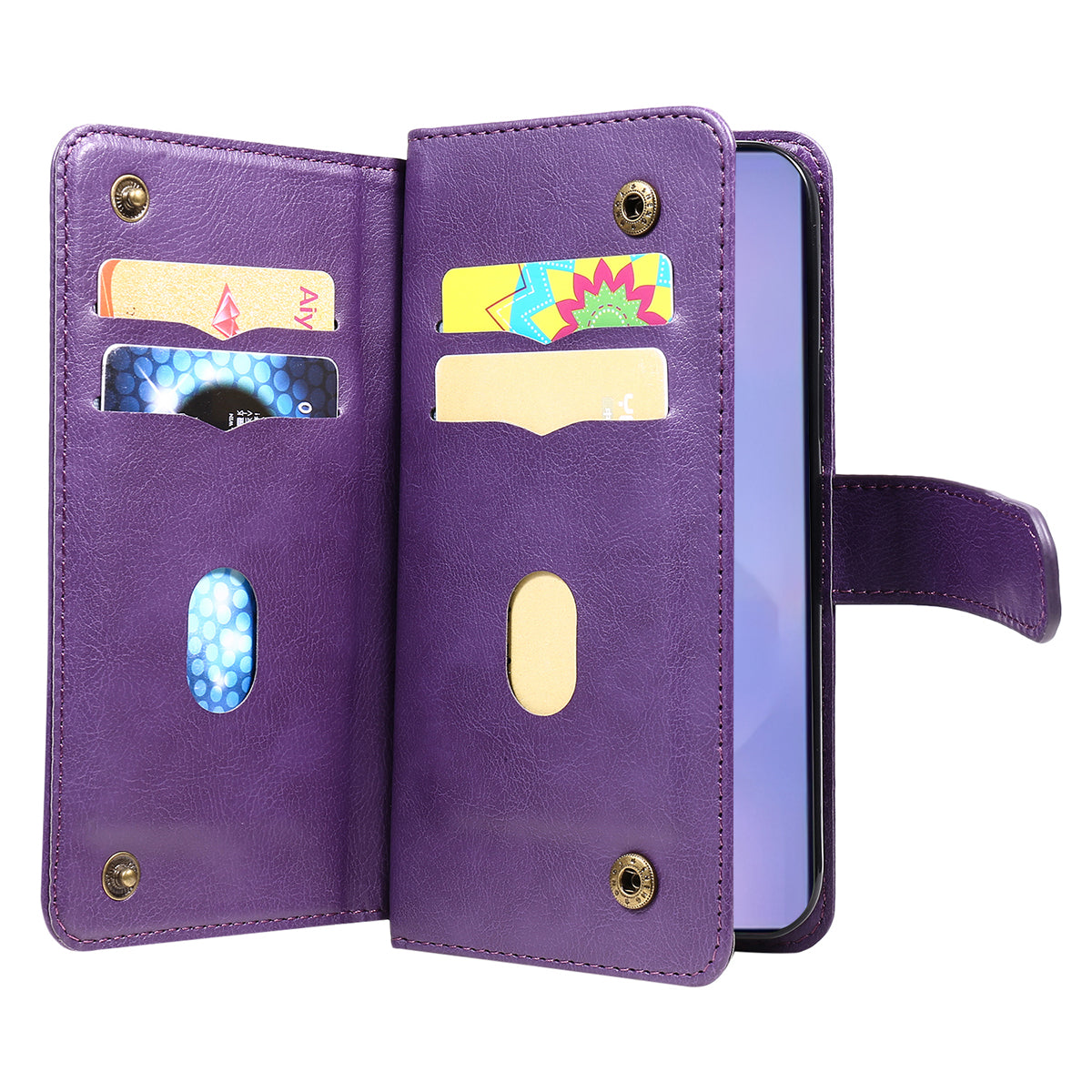 For-Samsung-Galaxy-S26-/-S26-Pro-Leather-Case-with-10-Card-Holder-Phone-Cover-Stand-Purple