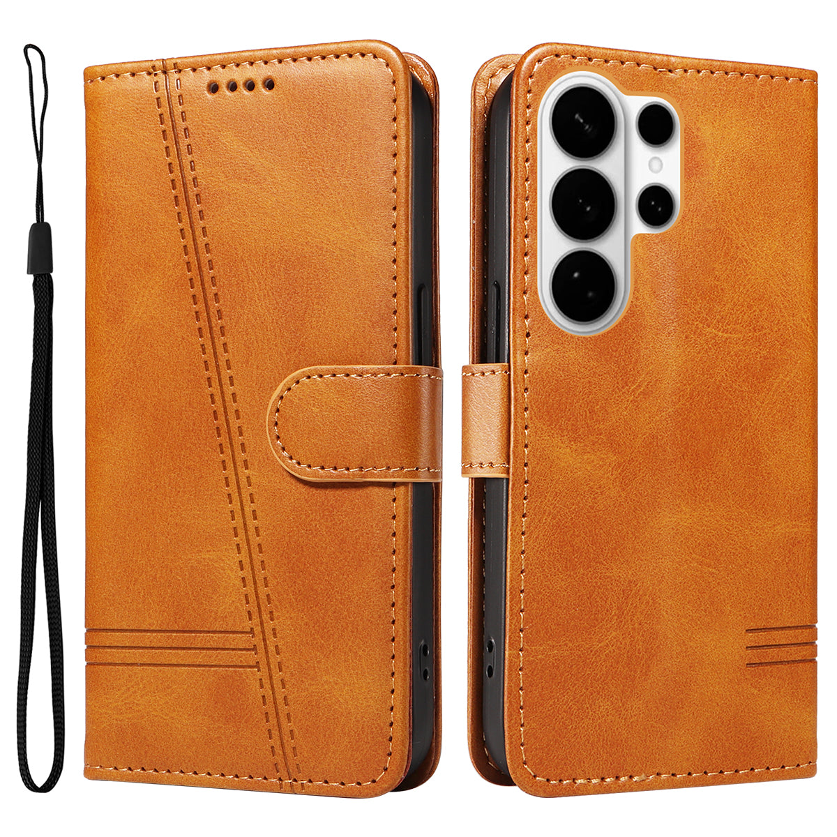For-Samsung-Galaxy-S26-Ultra-Wallet-Case-T-Shape-Lines-Leather-Phone-Cover-Stand-Brown