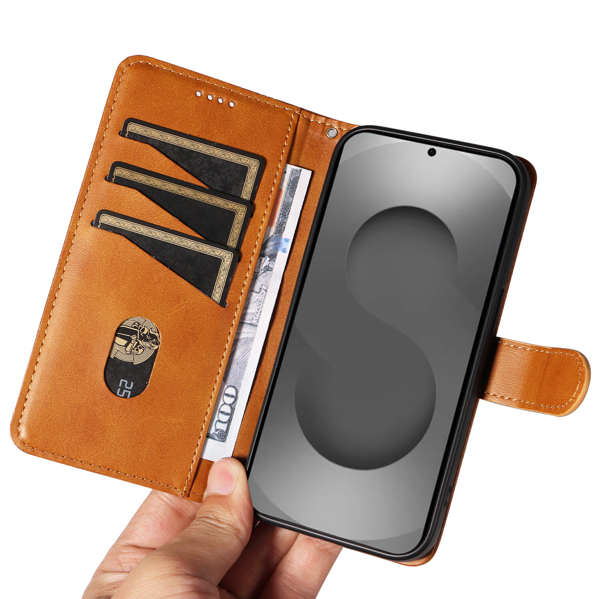 For-Samsung-Galaxy-S26-Ultra-Wallet-Case-T-Shape-Lines-Leather-Phone-Cover-Stand-Brown