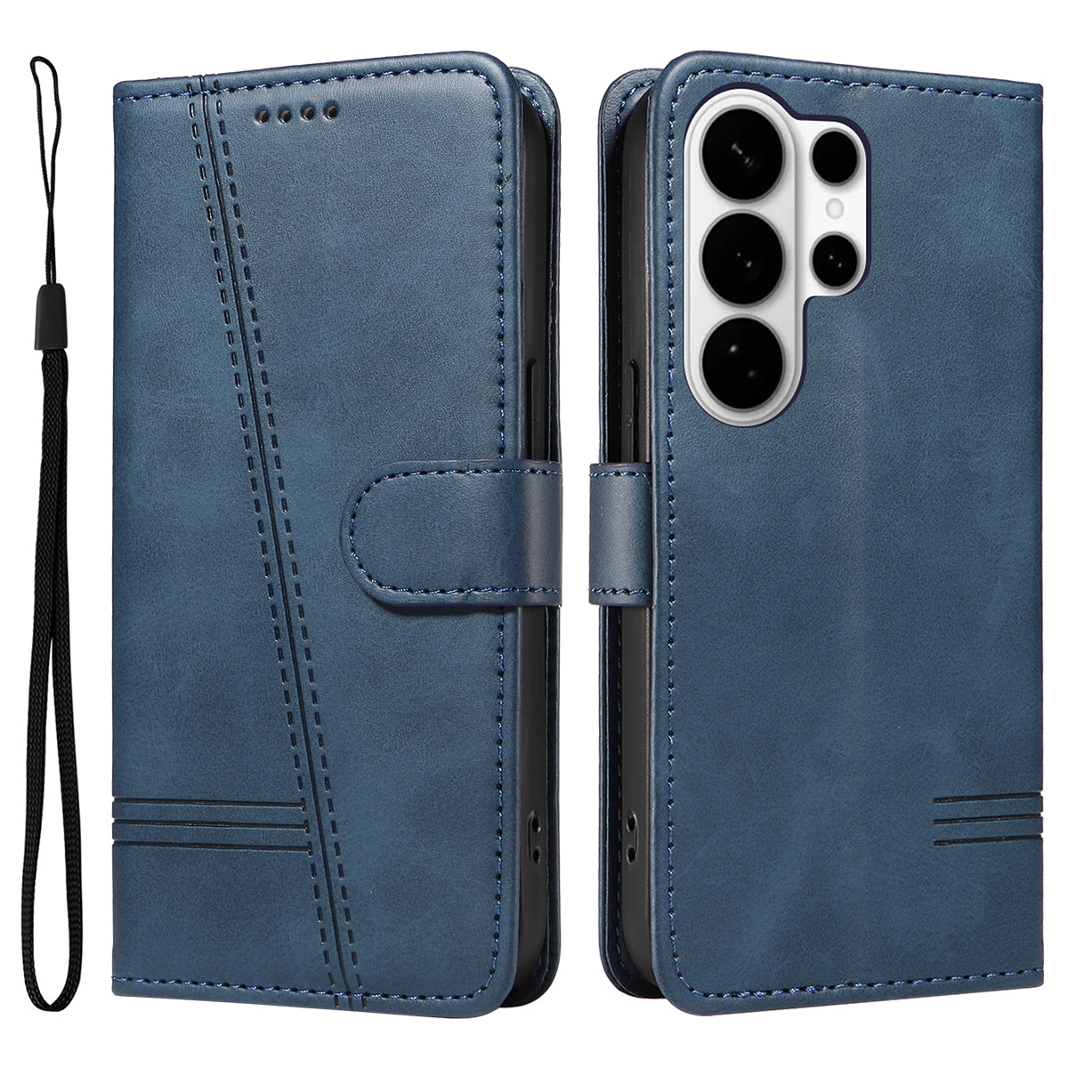 For-Samsung-Galaxy-S26-Ultra-Wallet-Case-T-Shape-Lines-Leather-Phone-Cover-Stand-Blue