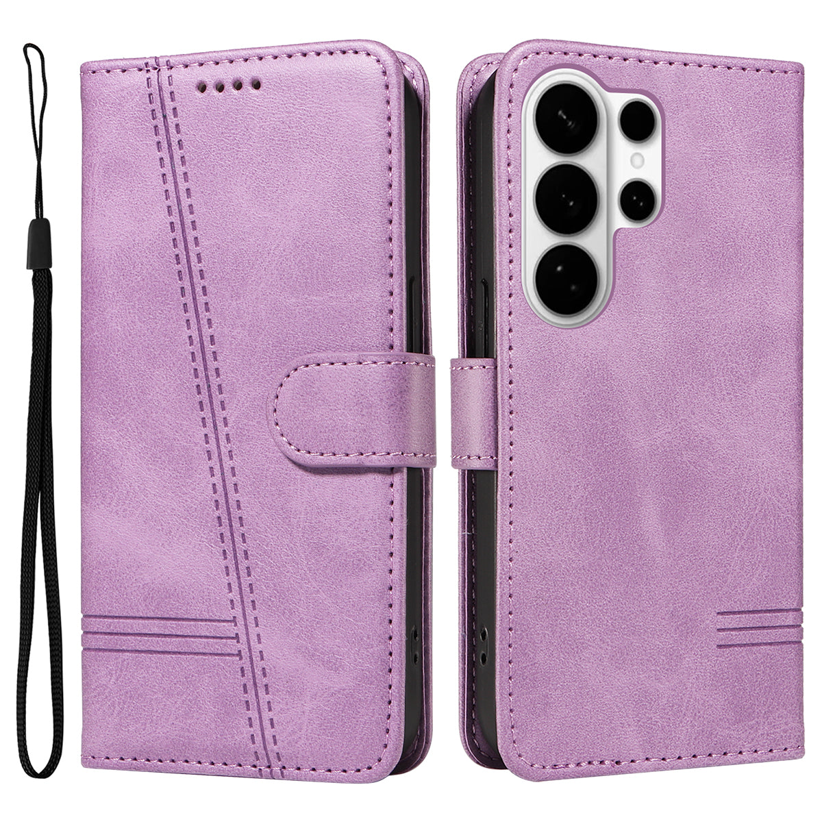 For-Samsung-Galaxy-S26-Ultra-Wallet-Case-T-Shape-Lines-Leather-Phone-Cover-Stand-Light-Purple