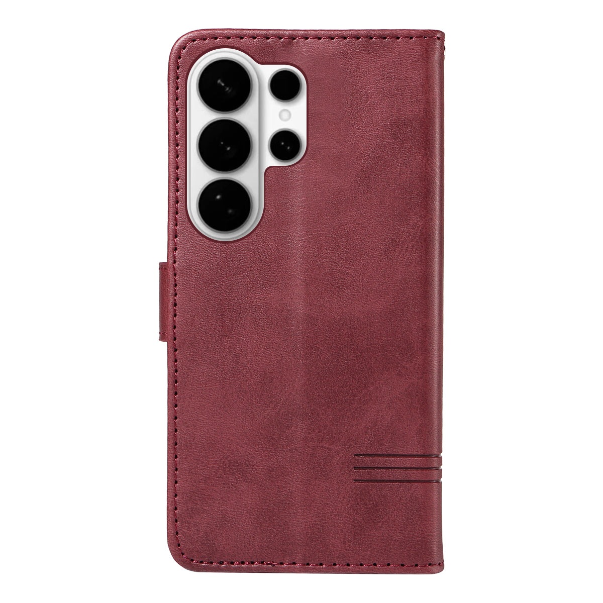 For-Samsung-Galaxy-S26-Ultra-Wallet-Case-T-Shape-Lines-Leather-Phone-Cover-Stand-Wine-Red