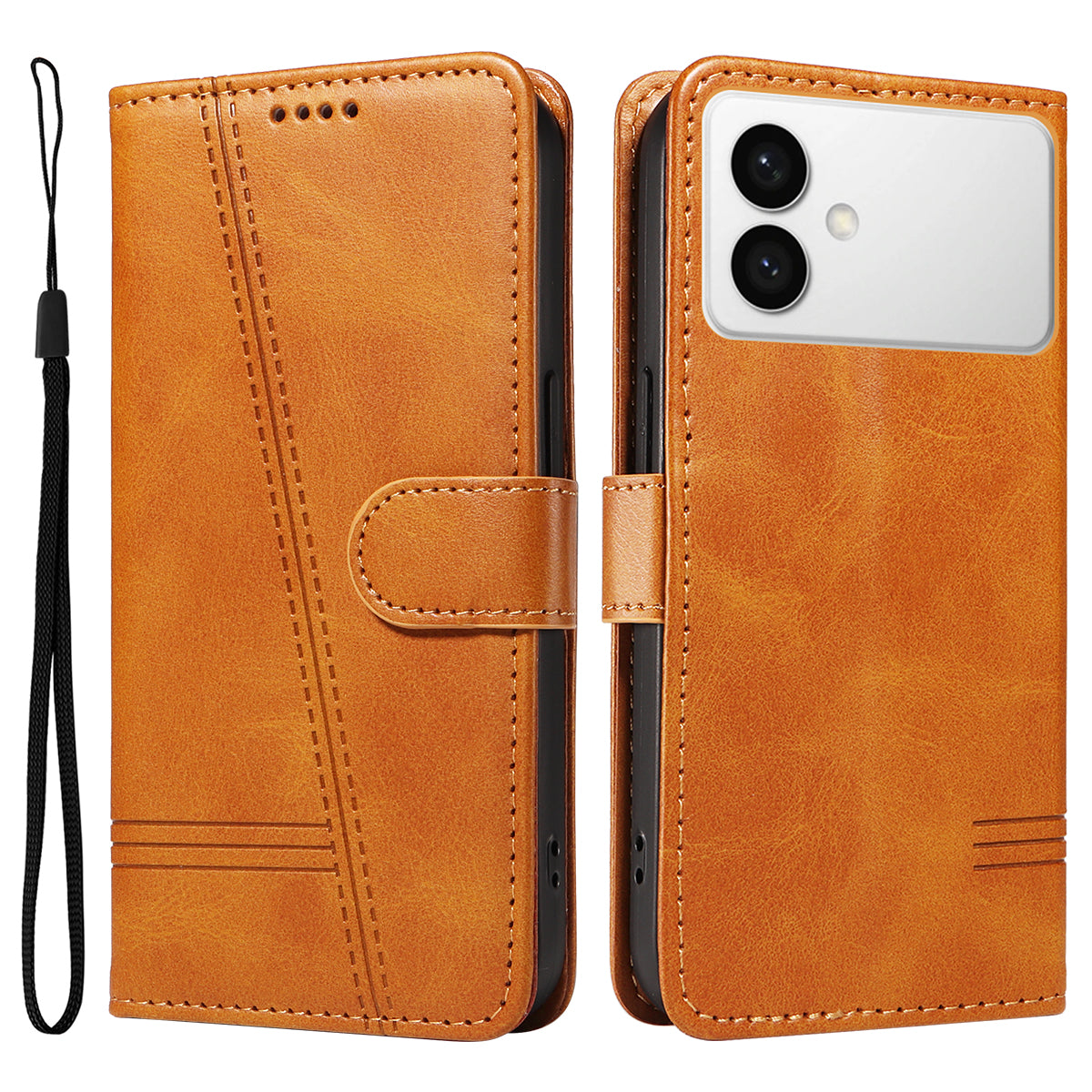 For-Samsung-Galaxy-S26-Edge-Wallet-Case-T-Shape-Lines-Leather-Phone-Cover-Stand-Brown