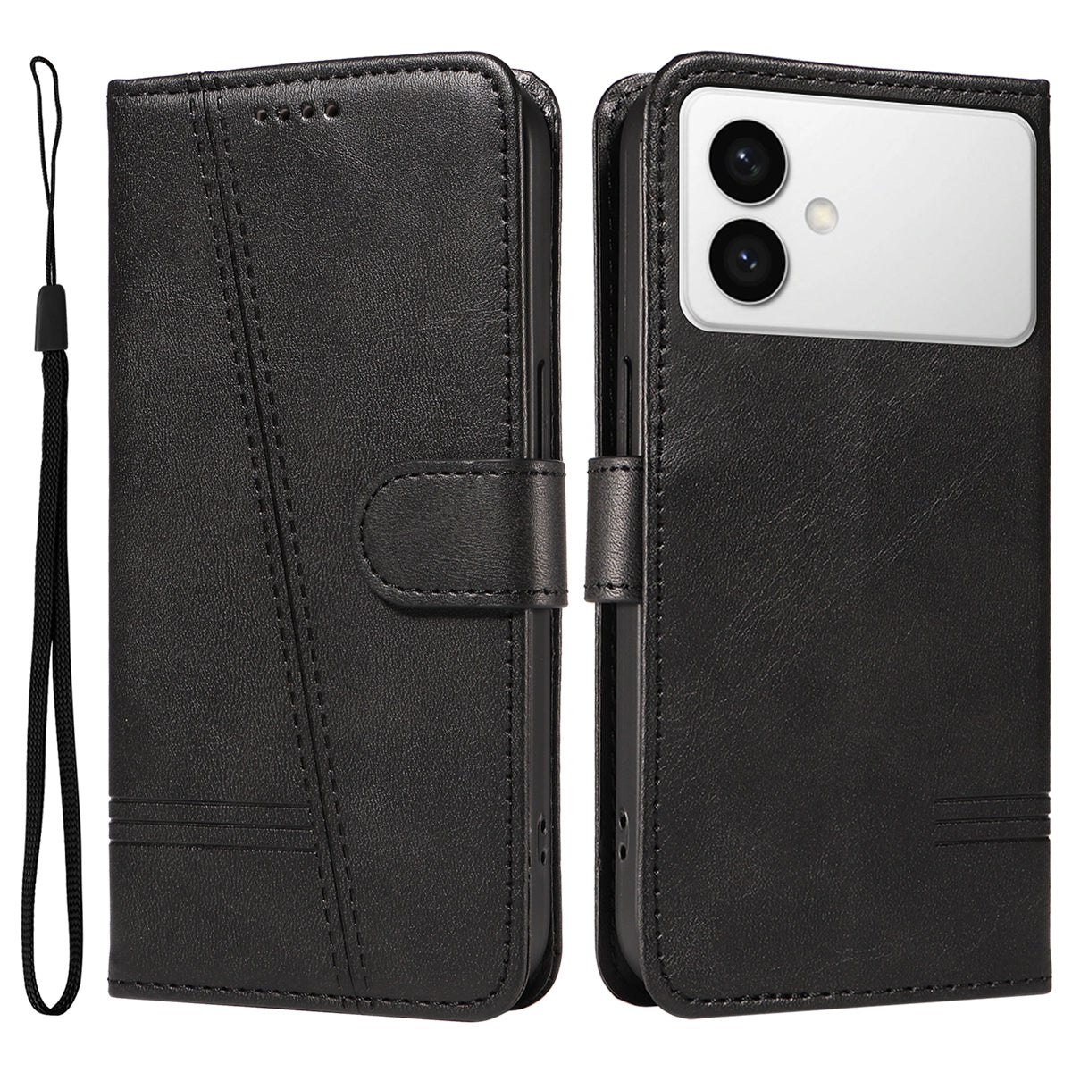 For-Samsung-Galaxy-S26-Edge-Wallet-Case-T-Shape-Lines-Leather-Phone-Cover-Stand-Black