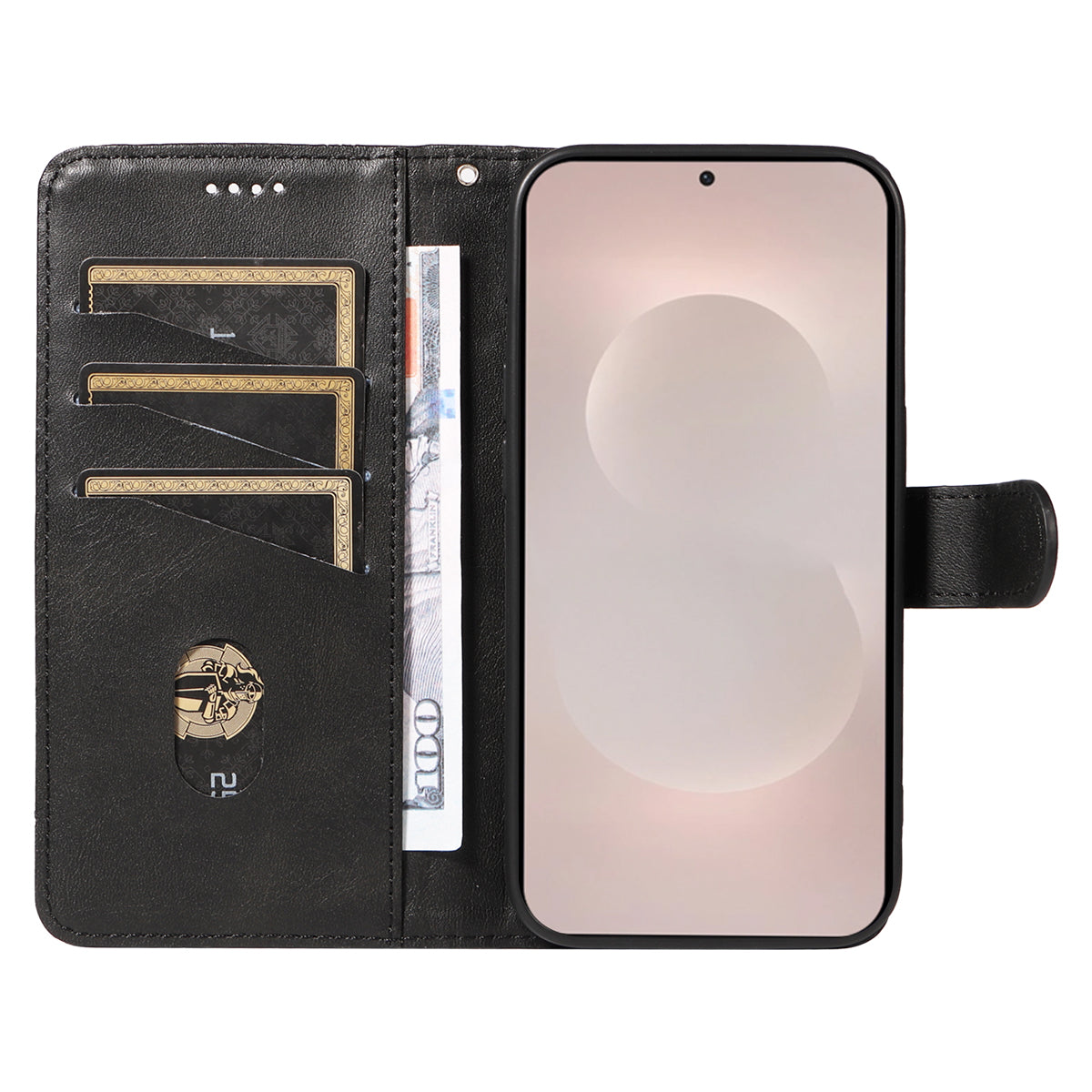 For-Samsung-Galaxy-S26-Edge-Wallet-Case-T-Shape-Lines-Leather-Phone-Cover-Stand-Black