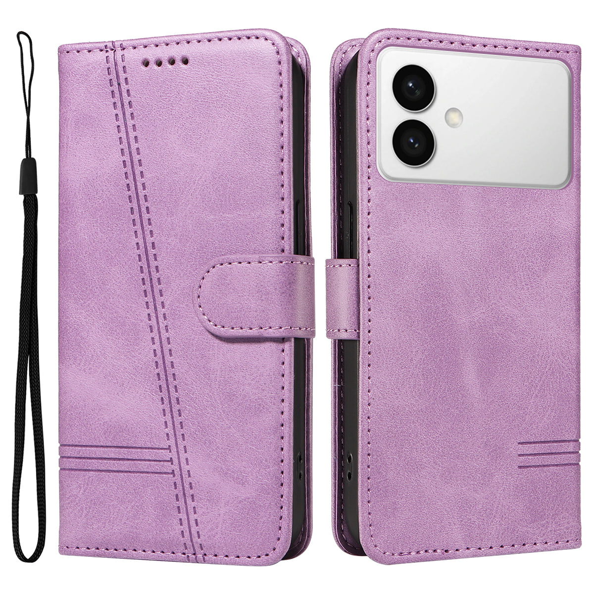 For-Samsung-Galaxy-S26-Edge-Wallet-Case-T-Shape-Lines-Leather-Phone-Cover-Stand-Light-Purple