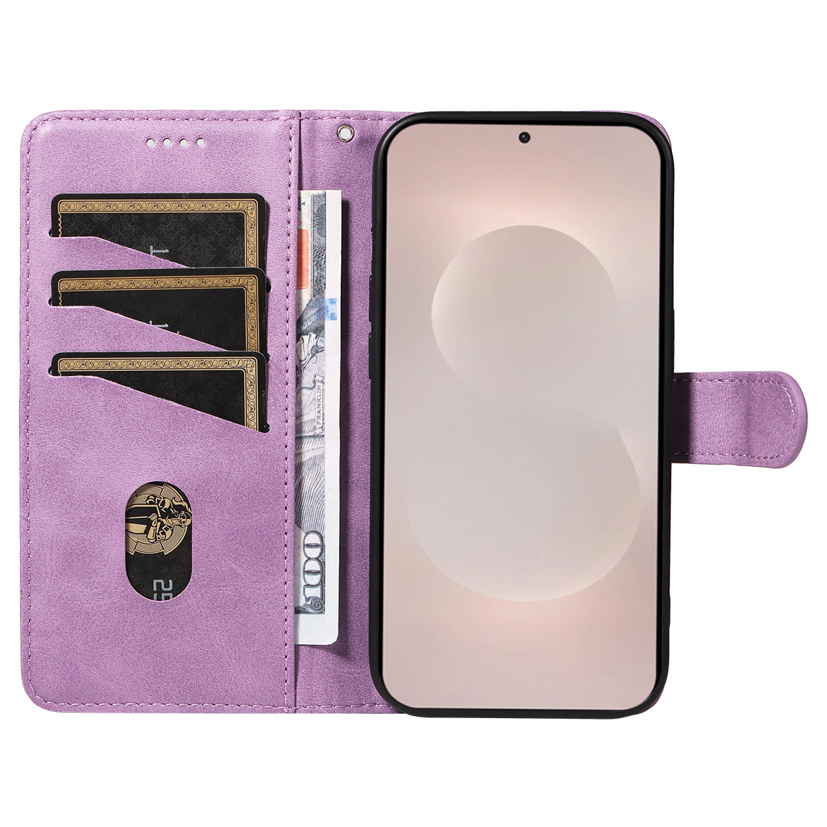 For-Samsung-Galaxy-S26-Edge-Wallet-Case-T-Shape-Lines-Leather-Phone-Cover-Stand-Light-Purple