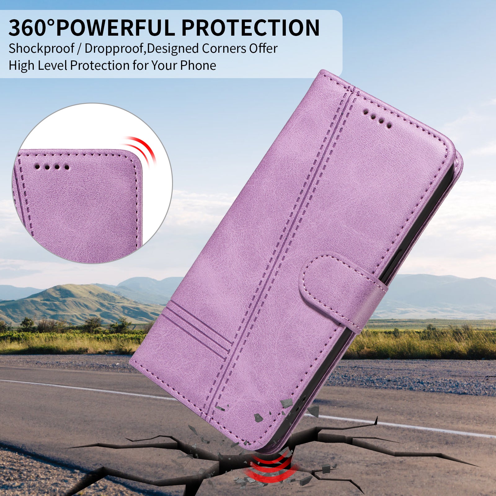 For-Samsung-Galaxy-S26-Edge-Wallet-Case-T-Shape-Lines-Leather-Phone-Cover-Stand-Light-Purple