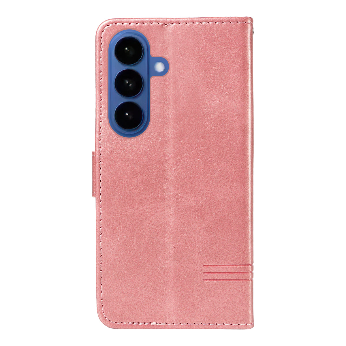 For-Samsung-Galaxy-S26-/-S26-Pro-Wallet-Case-T-Shape-Lines-Leather-Phone-Cover-Stand-Rose-Gold