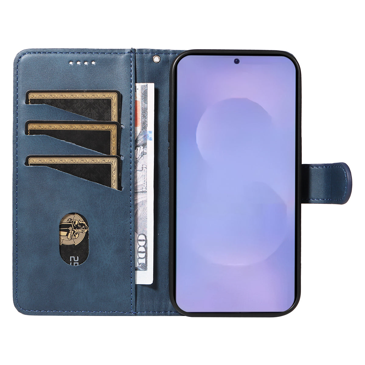 For-Samsung-Galaxy-S26-/-S26-Pro-Wallet-Case-T-Shape-Lines-Leather-Phone-Cover-Stand-Blue