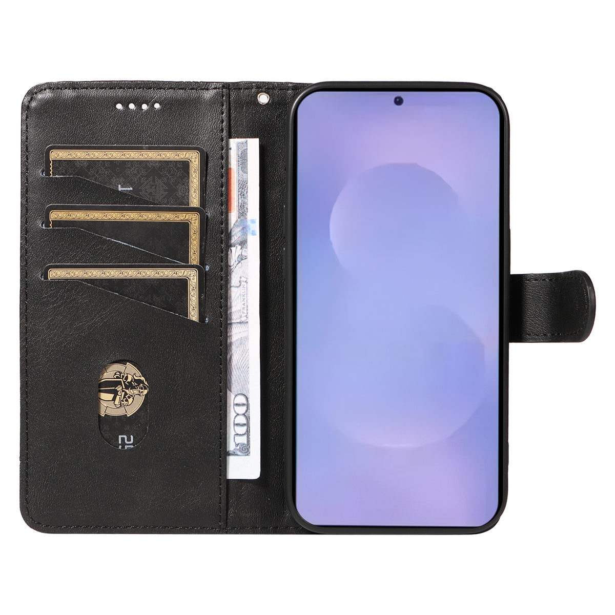 For-Samsung-Galaxy-S26-/-S26-Pro-Wallet-Case-T-Shape-Lines-Leather-Phone-Cover-Stand-Black