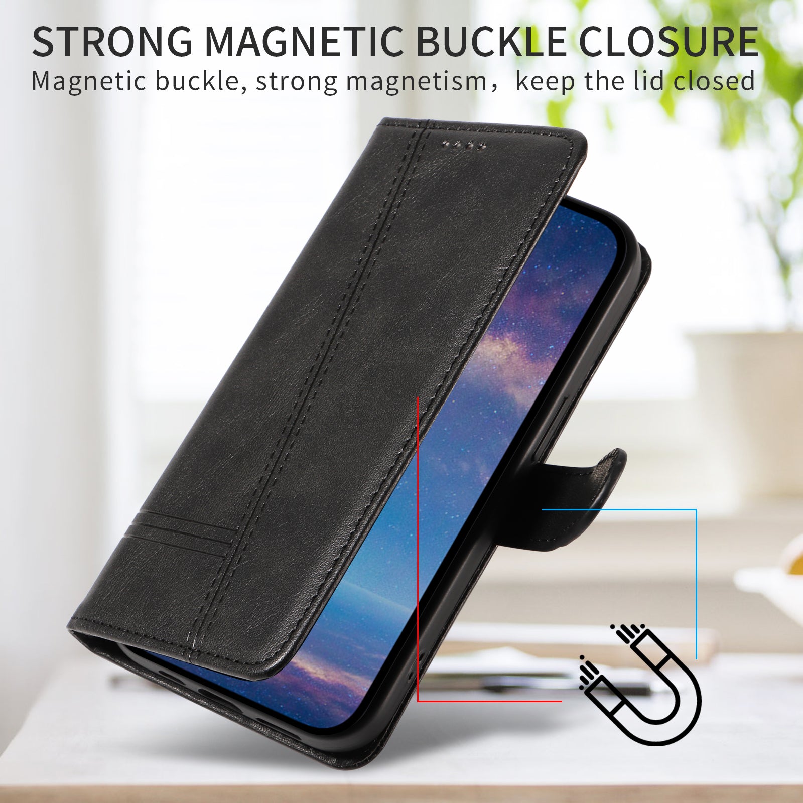 For-Samsung-Galaxy-S26-/-S26-Pro-Wallet-Case-T-Shape-Lines-Leather-Phone-Cover-Stand-Black