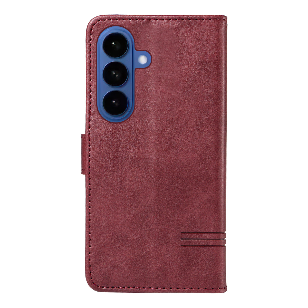 For-Samsung-Galaxy-S26-/-S26-Pro-Wallet-Case-T-Shape-Lines-Leather-Phone-Cover-Stand-Wine-Red