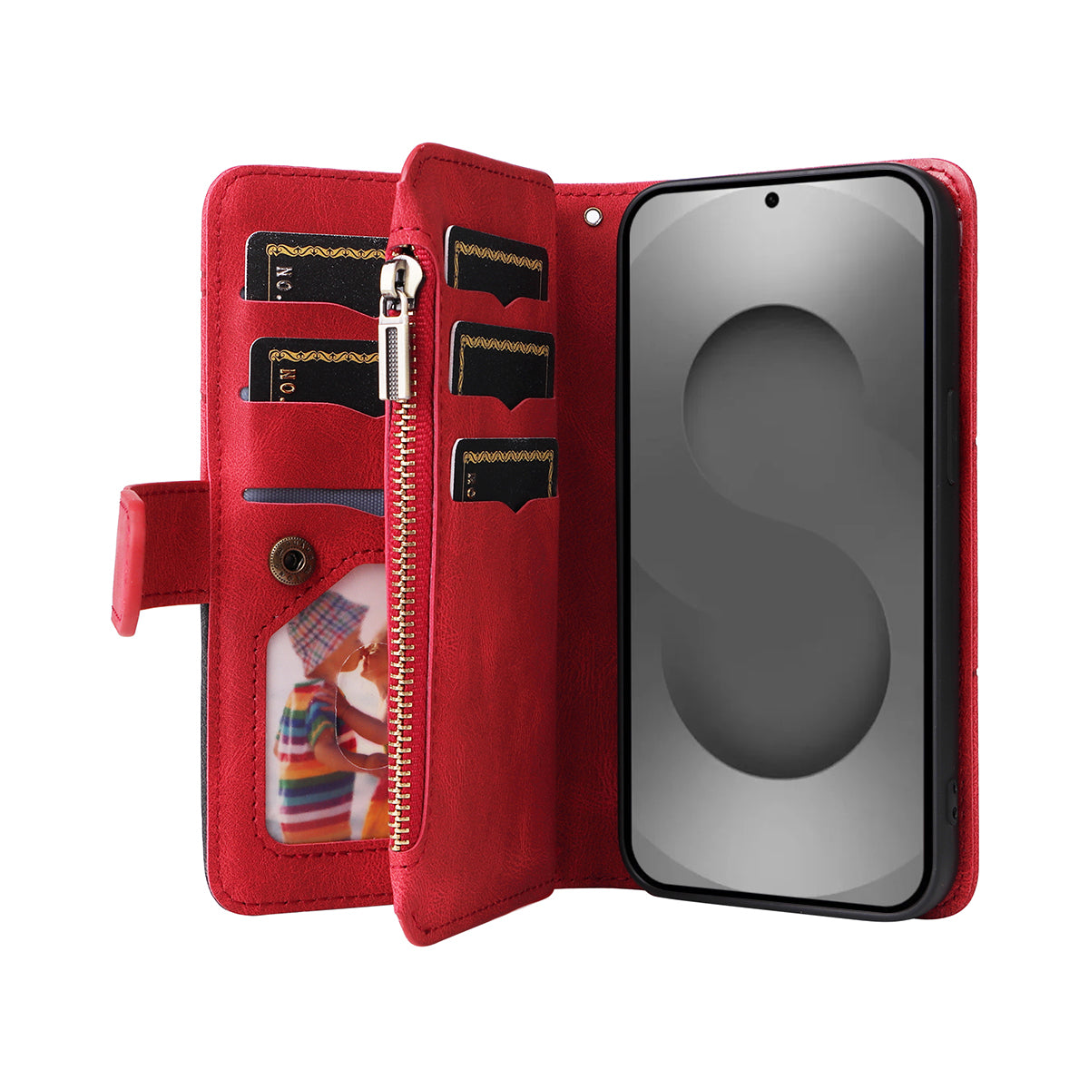 For-Samsung-Galaxy-S26-Ultra-Leather-Case-with-Strap-Zipper-9-Card-Slot-Phone-Cover-Stand-Red